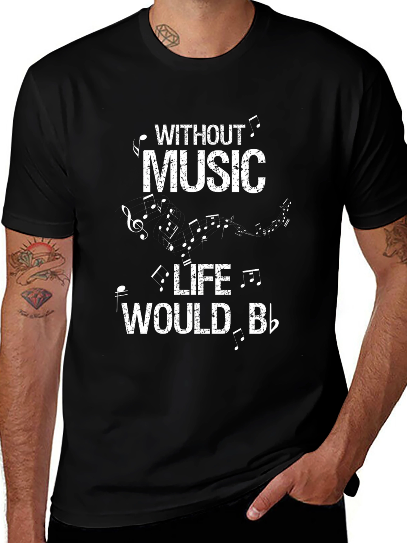 Music Lover T-Shirt: Without Music Life Would B Flat