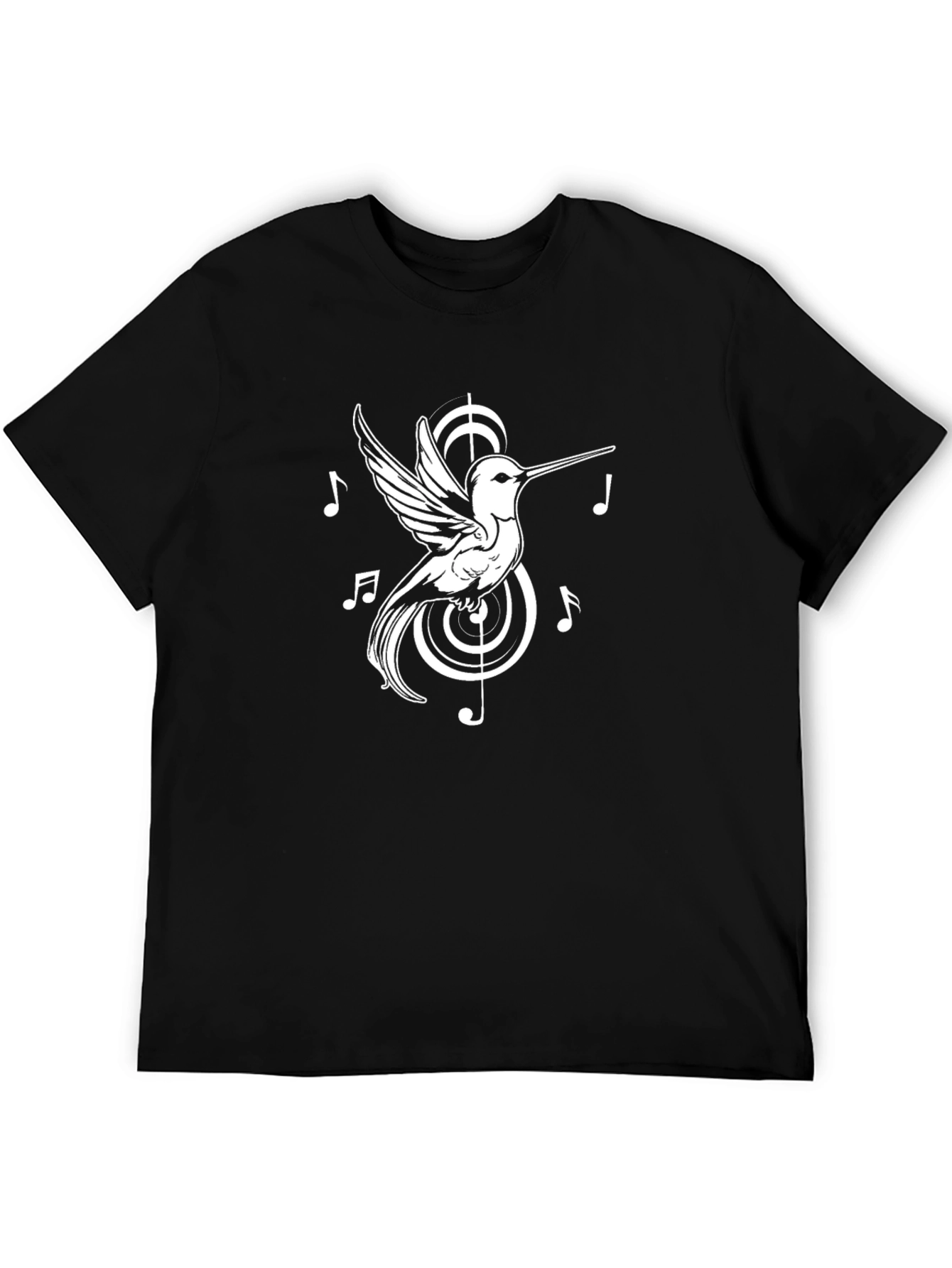 Hummingbird Music Notes Graphic Tee - Black