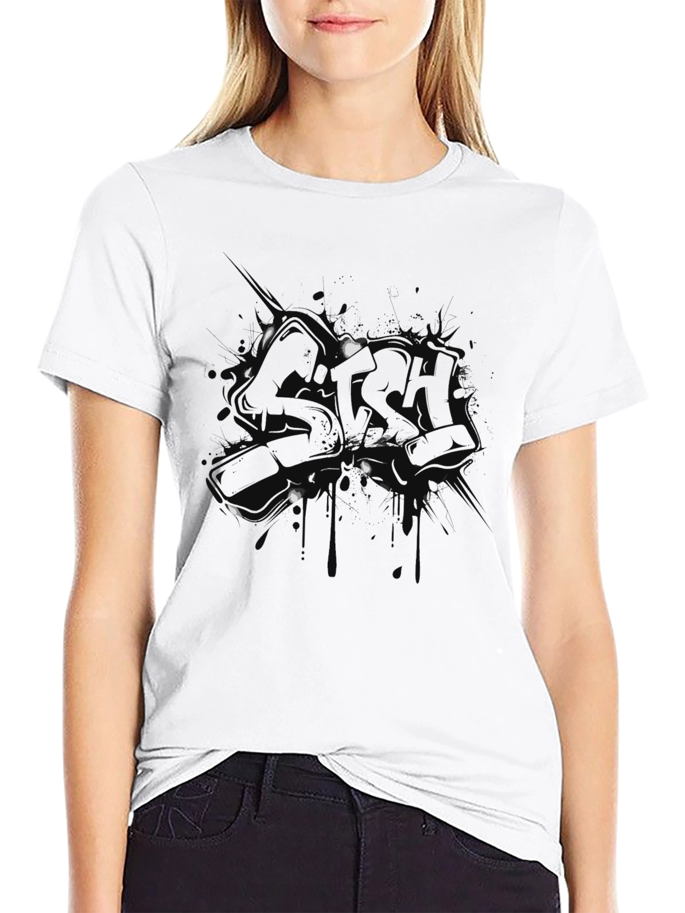 Mens Black Graphic Print Short Sleeve T-Shirt