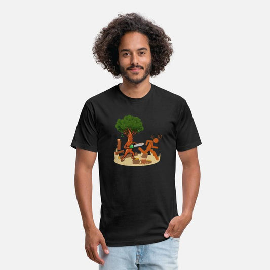 Tree vs Lumberjack Unisex Mens T shirt Funny Humor