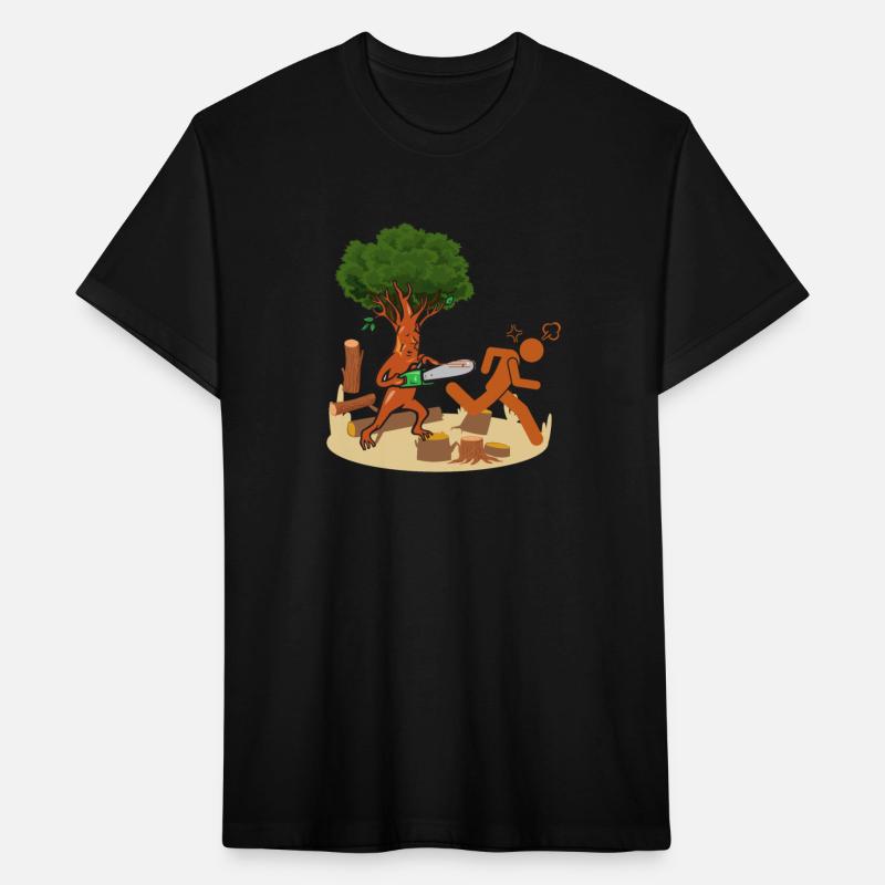 Tree vs Lumberjack Unisex Mens T shirt Funny Humor
