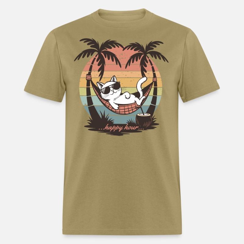 Tropical Retro White Cat Happy Hour