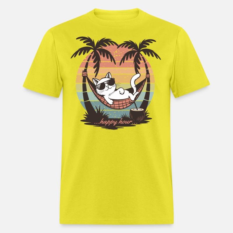 Tropical Retro White Cat Happy Hour
