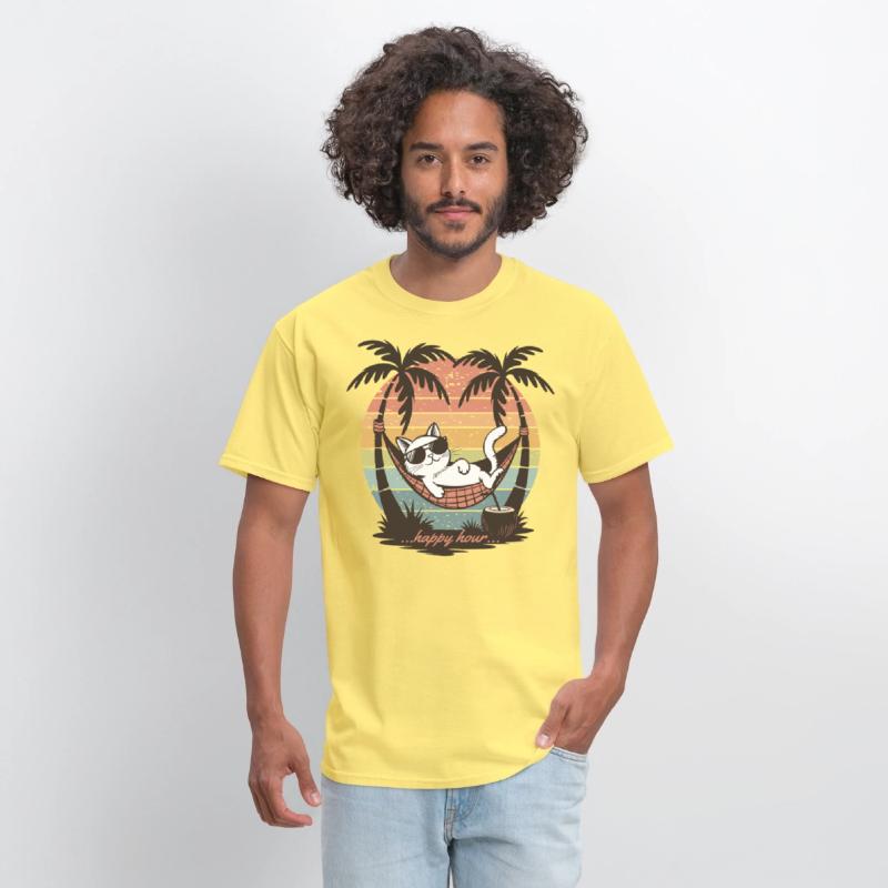 Tropical Retro White Cat Happy Hour