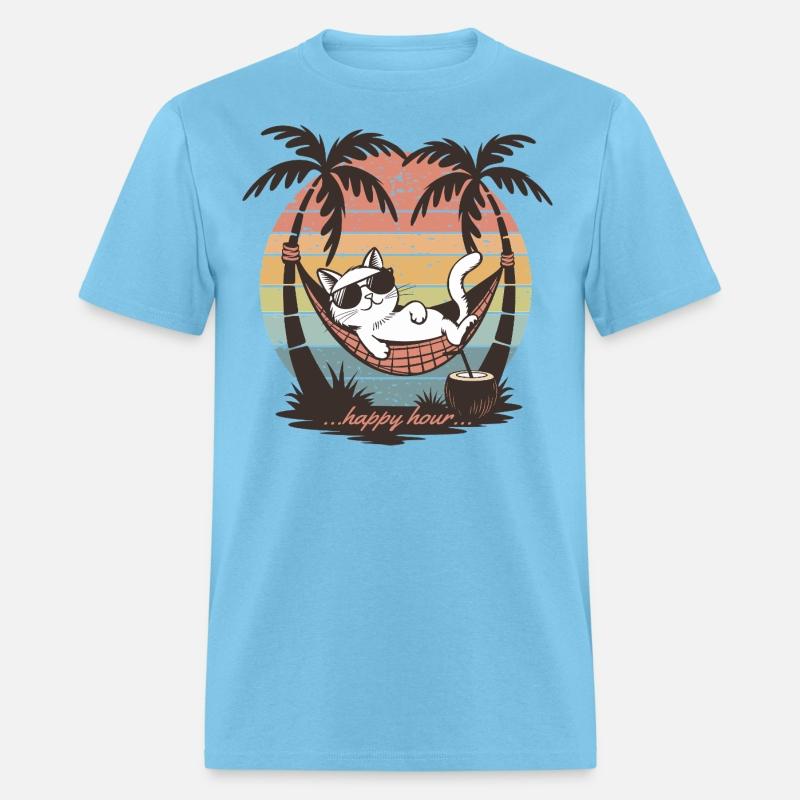 Tropical Retro White Cat Happy Hour