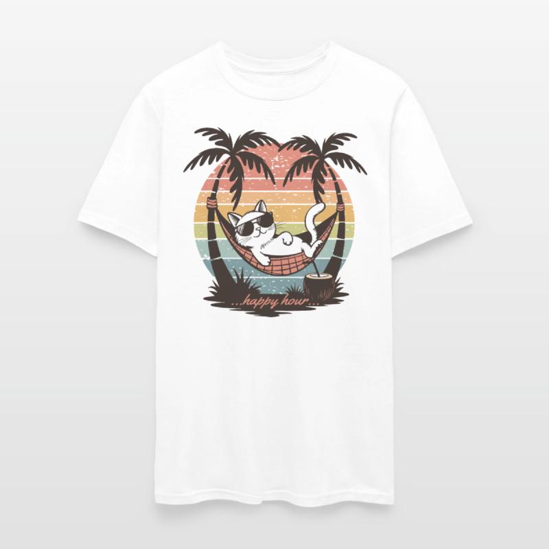 Tropical Retro White Cat Happy Hour
