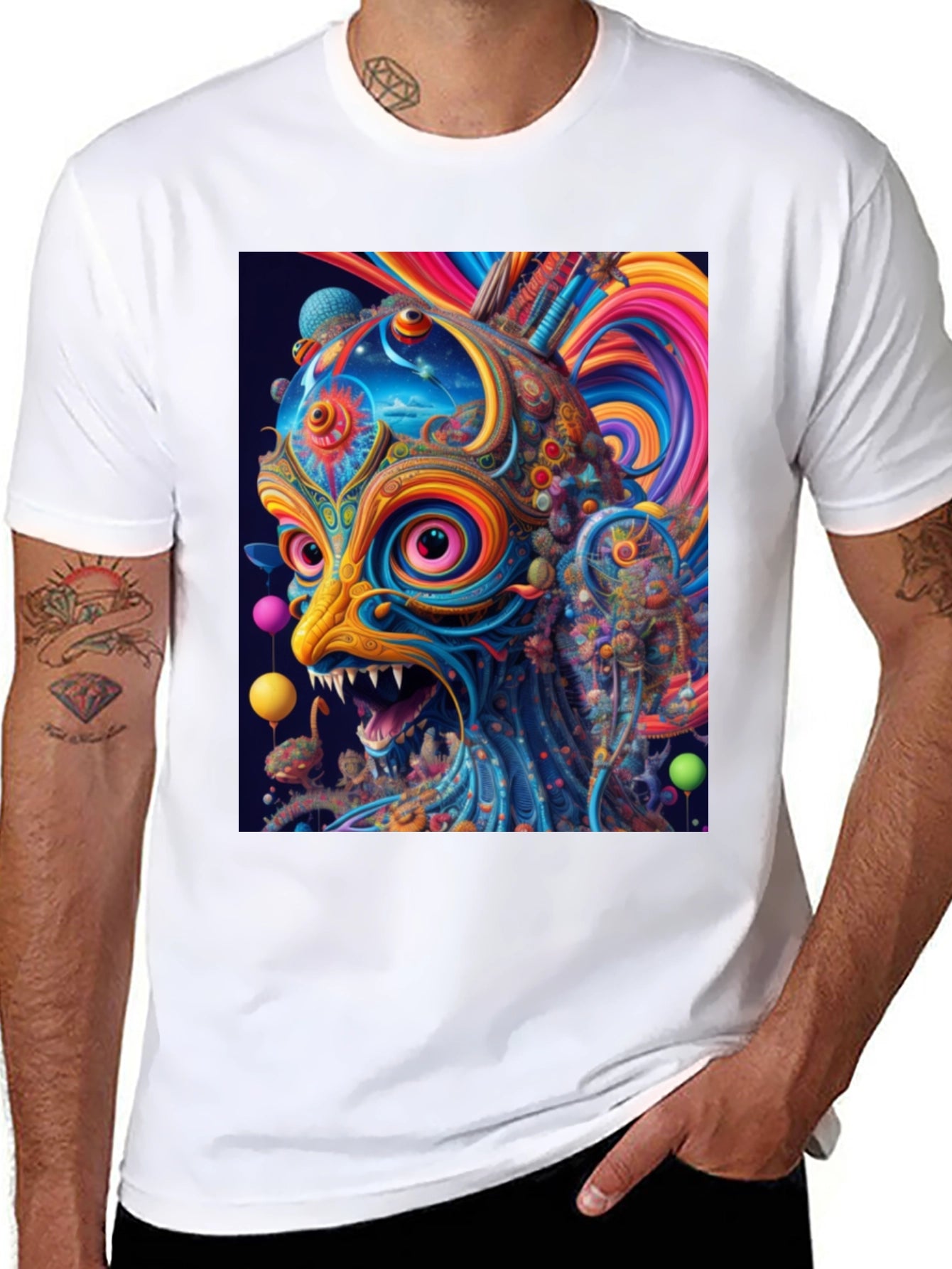 Psychedelic Lion Graphic Tee - Bold Art Shirt