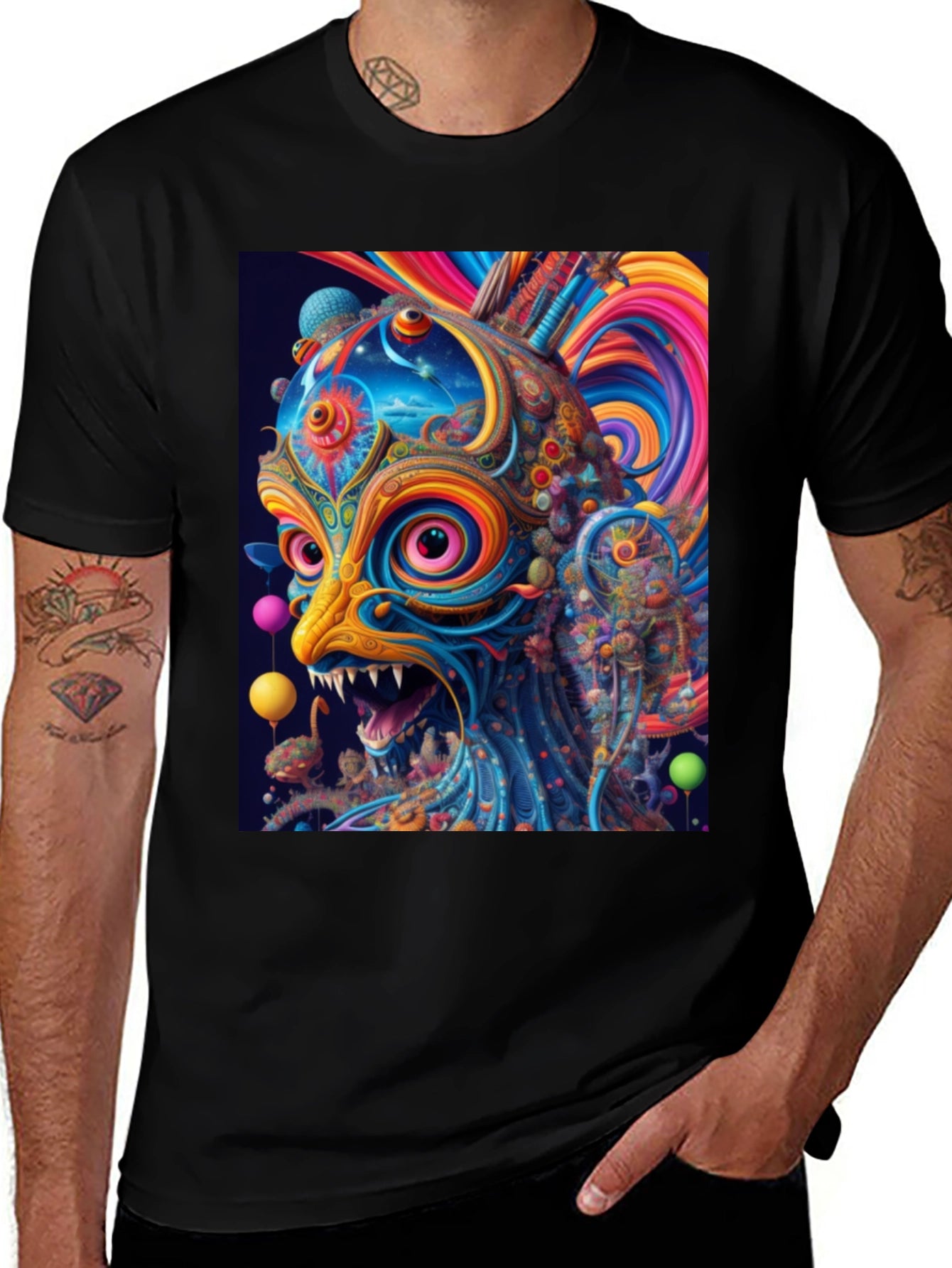 Psychedelic Lion Graphic Tee - Bold Art Shirt