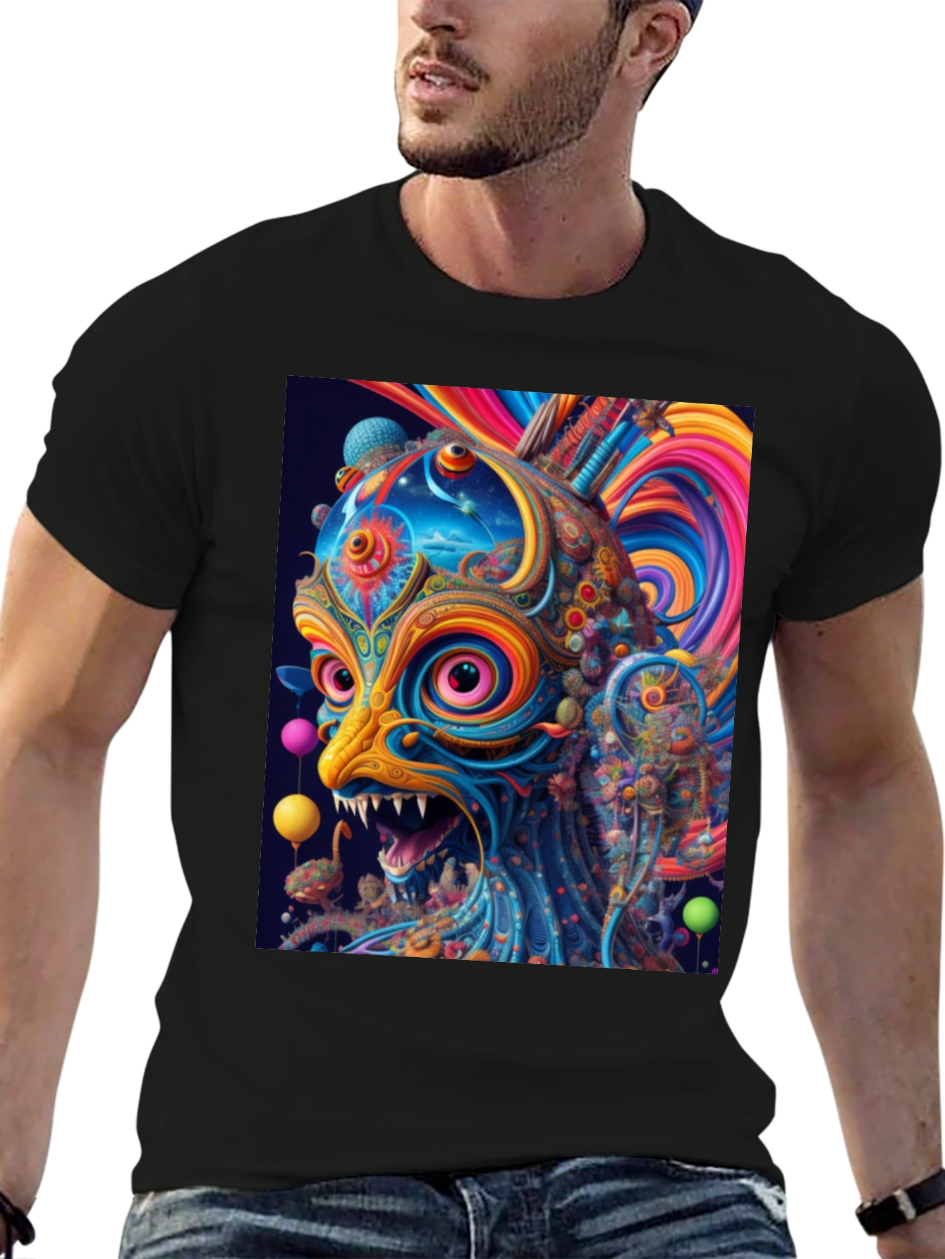 Psychedelic Lion Graphic Tee - Bold Art Shirt