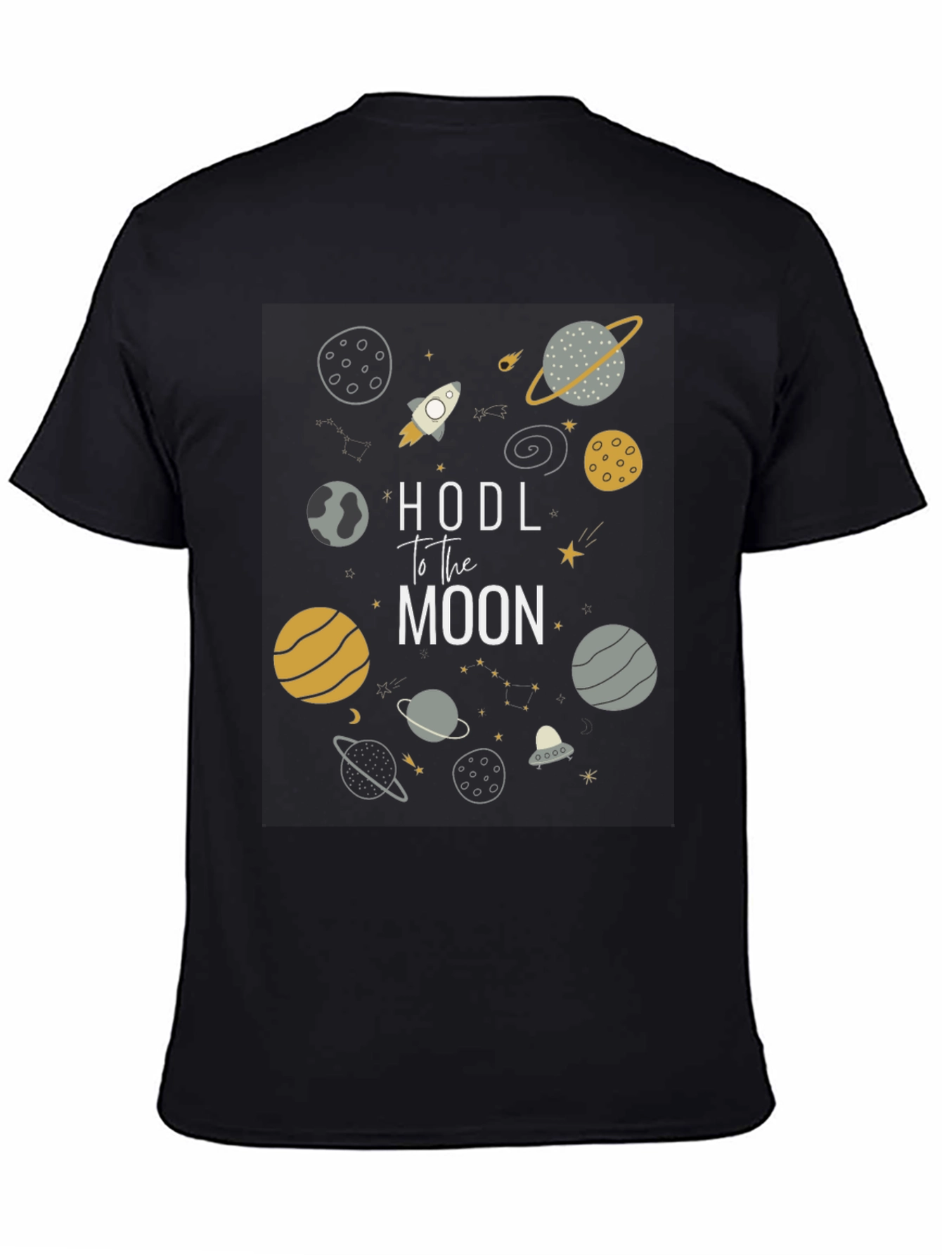 HODL to the Moon Crypto Black T-Shirt