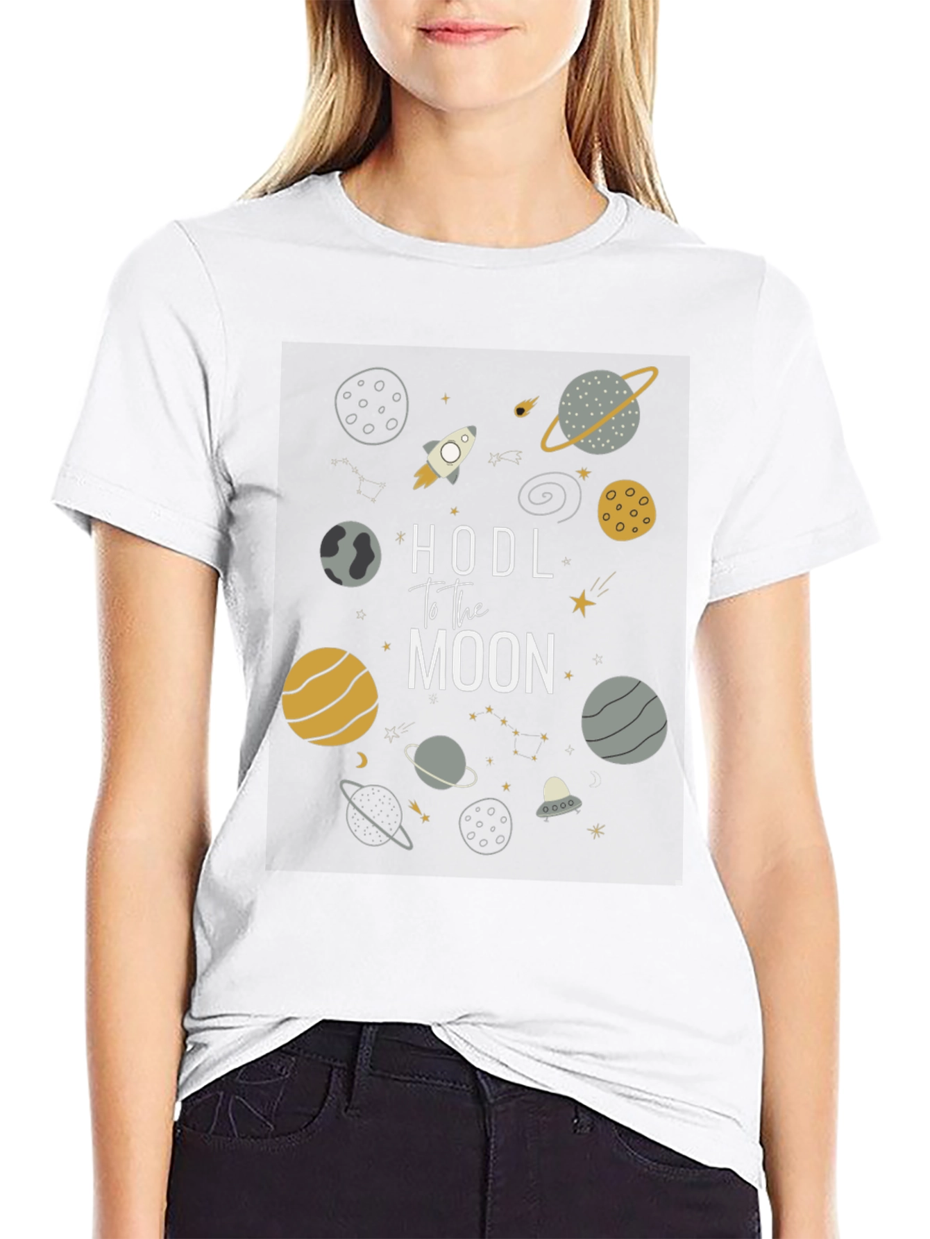 HODL to the Moon Crypto Black T-Shirt