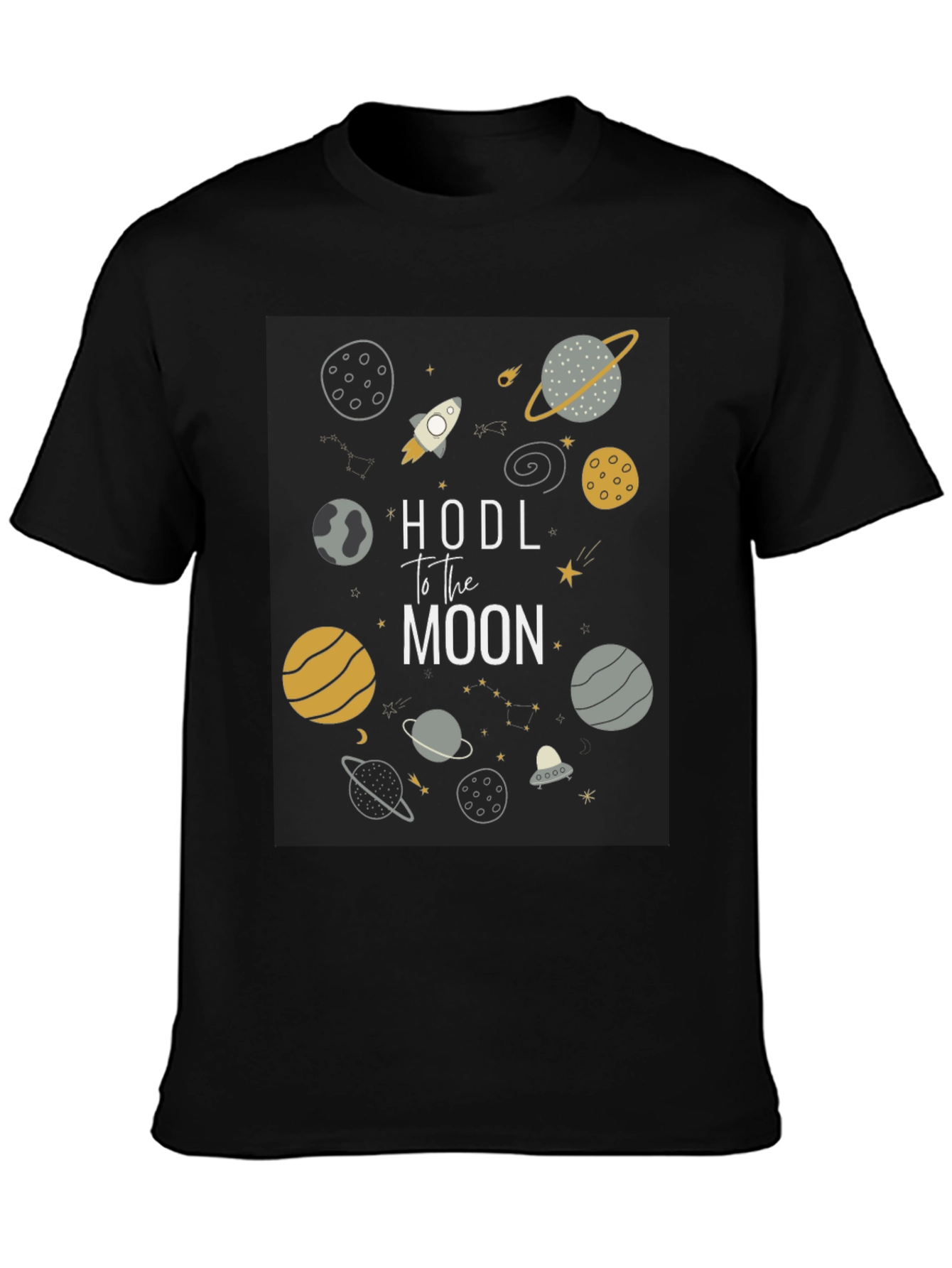 HODL to the Moon Crypto Black T-Shirt