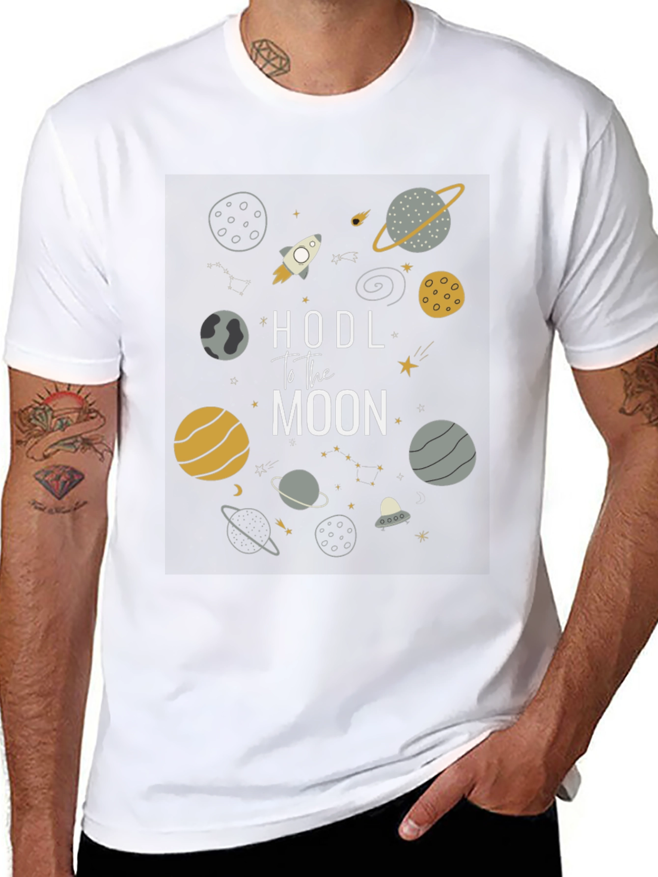 HODL to the Moon Crypto Black T-Shirt