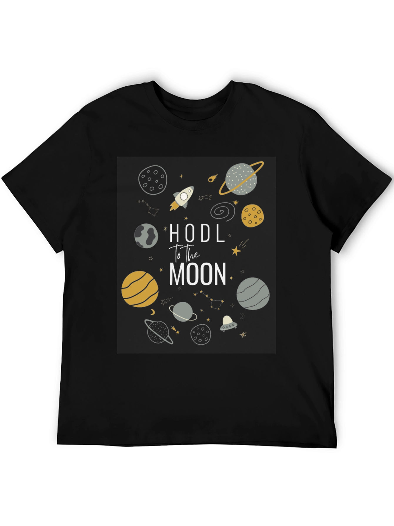 HODL to the Moon Crypto Black T-Shirt