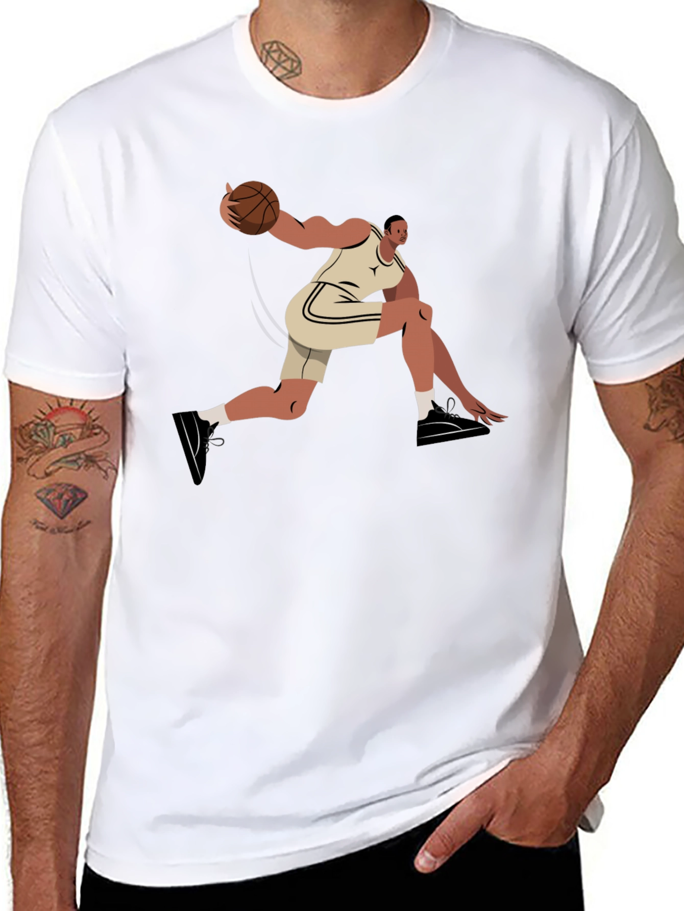 Basketball Player Graphic T-Shirt - Black