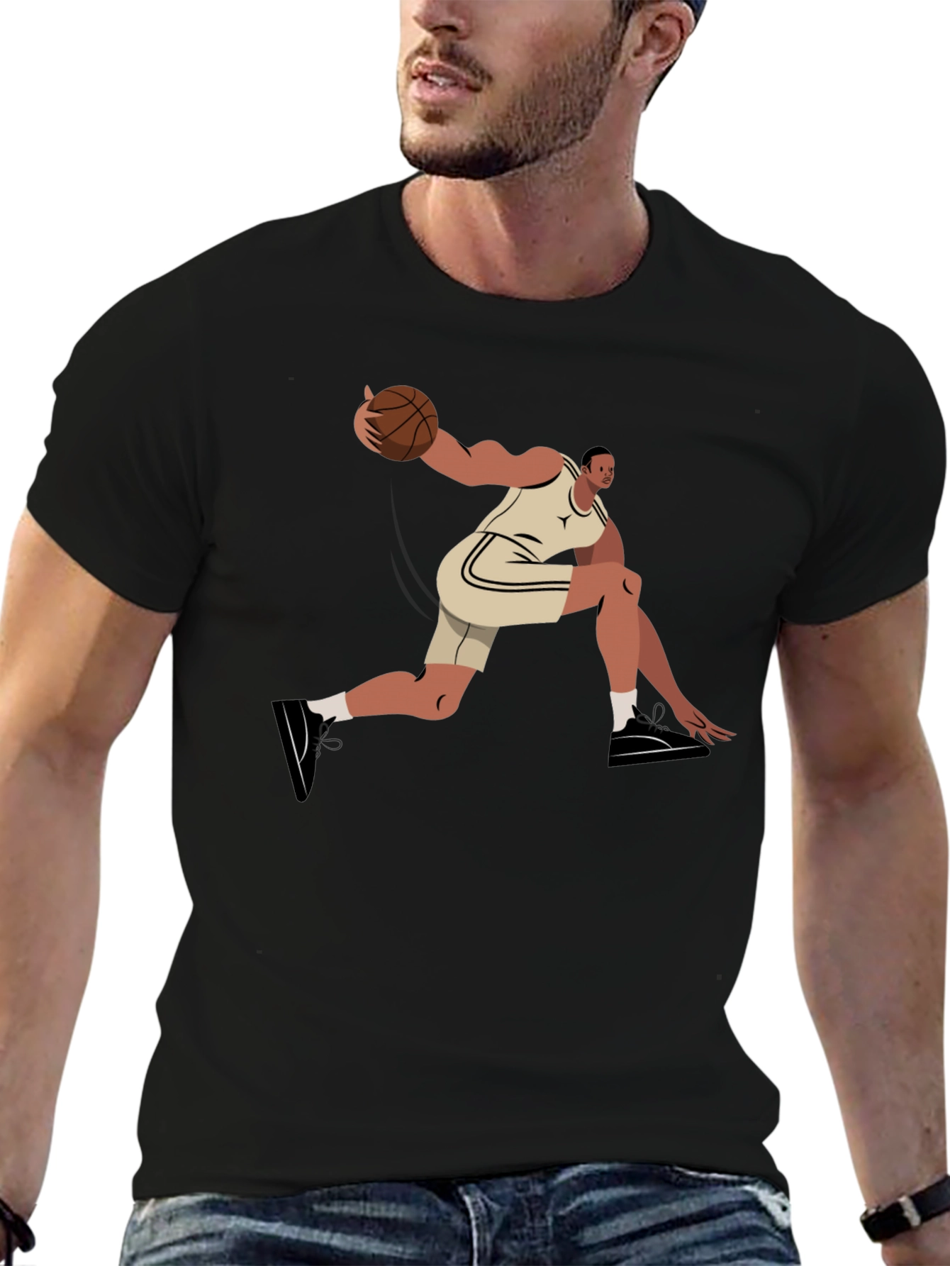 Basketball Player Graphic T-Shirt - Black