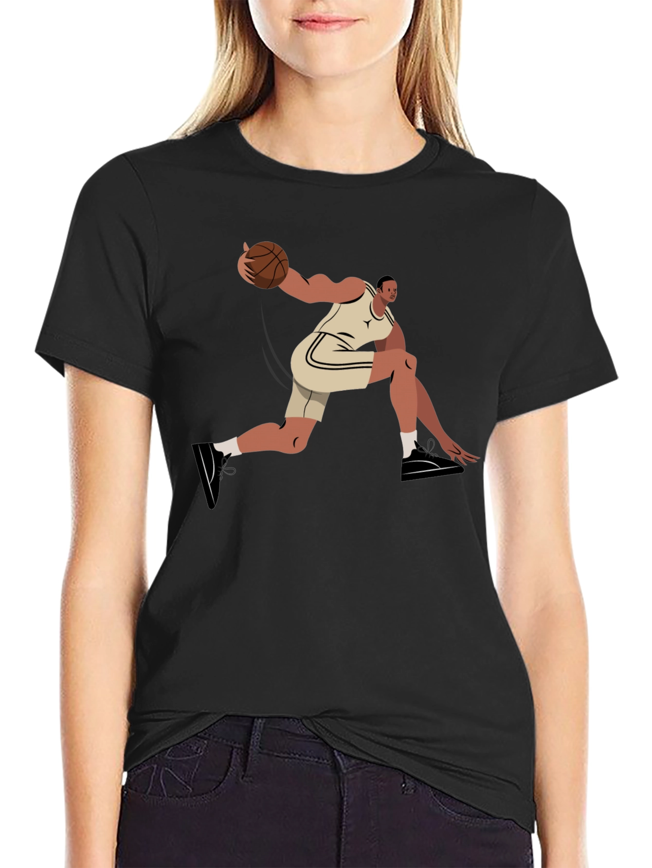 Basketball Player Graphic T-Shirt - Black