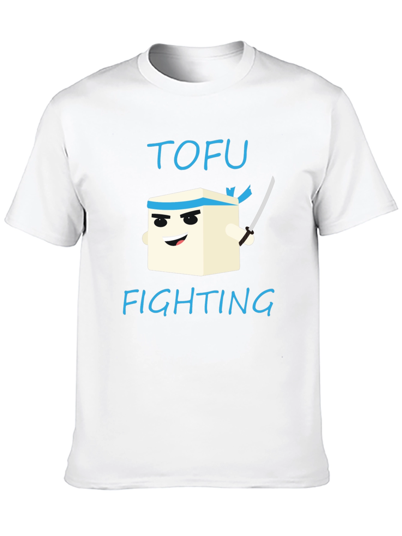 Tofu Fighting Graphic T-Shirt - Black Crew Neck Tee