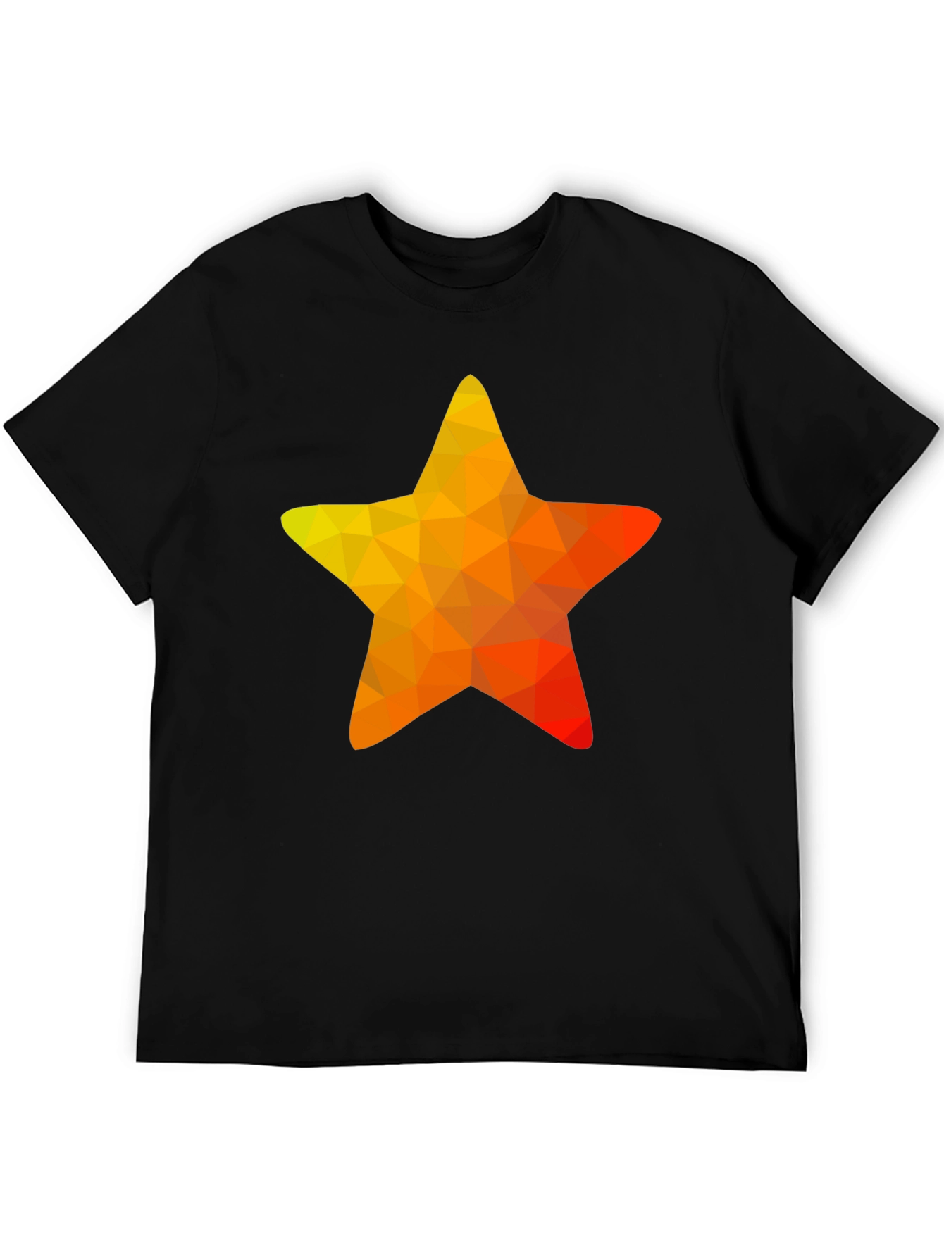 Geometric Star Graphic Tee - Casual Black T-Shirt