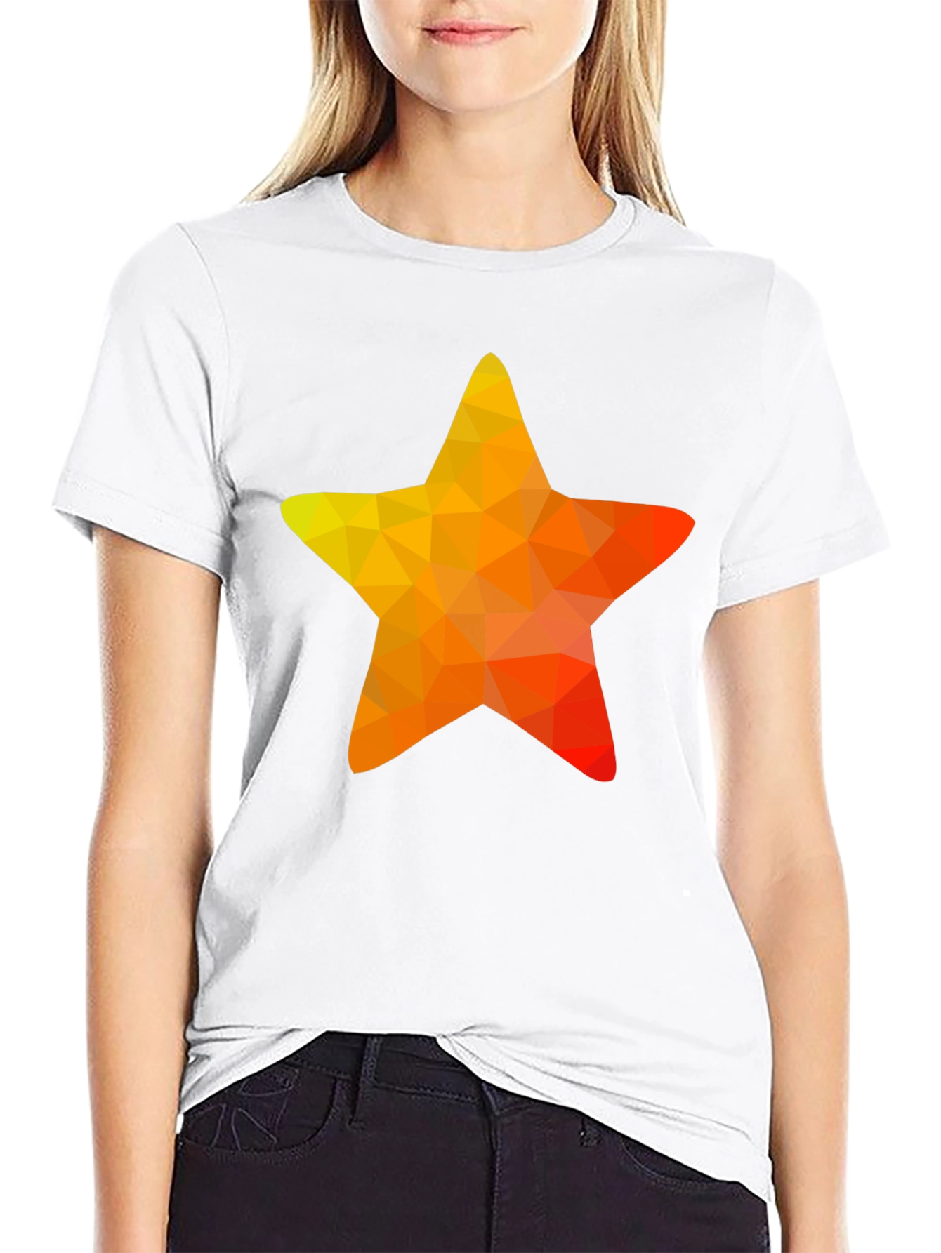 Geometric Star Graphic Tee - Casual Black T-Shirt