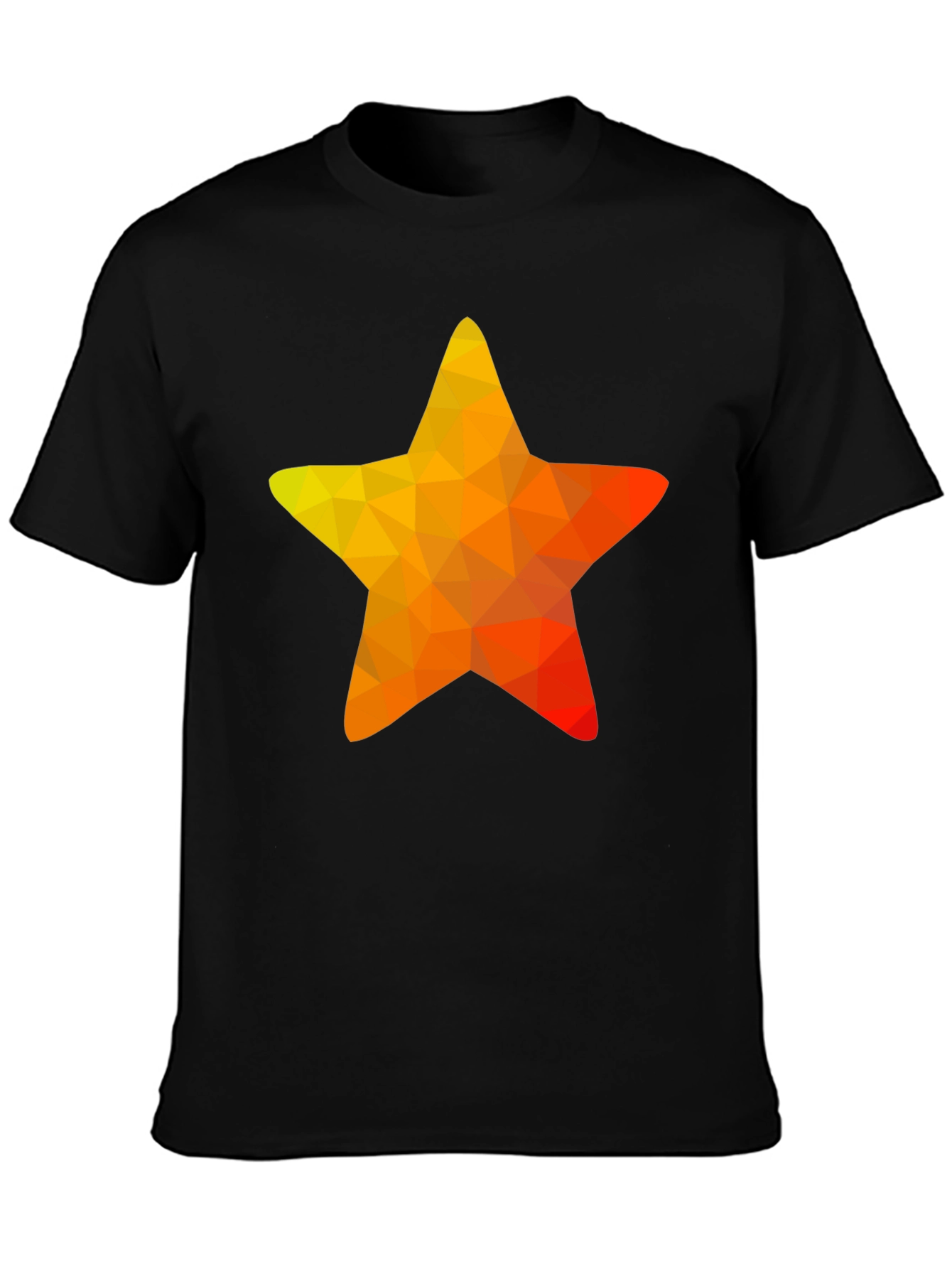 Geometric Star Graphic Tee - Casual Black T-Shirt
