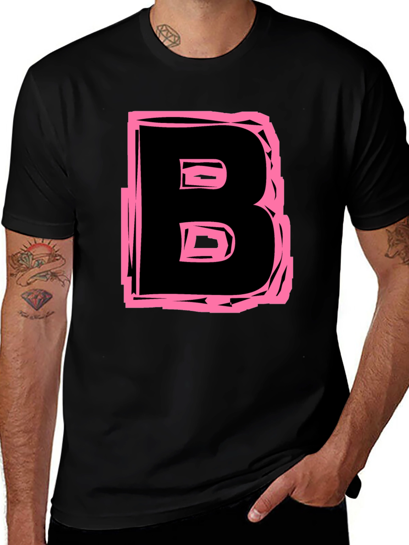 Bold Letter B Graphic Tee - Black