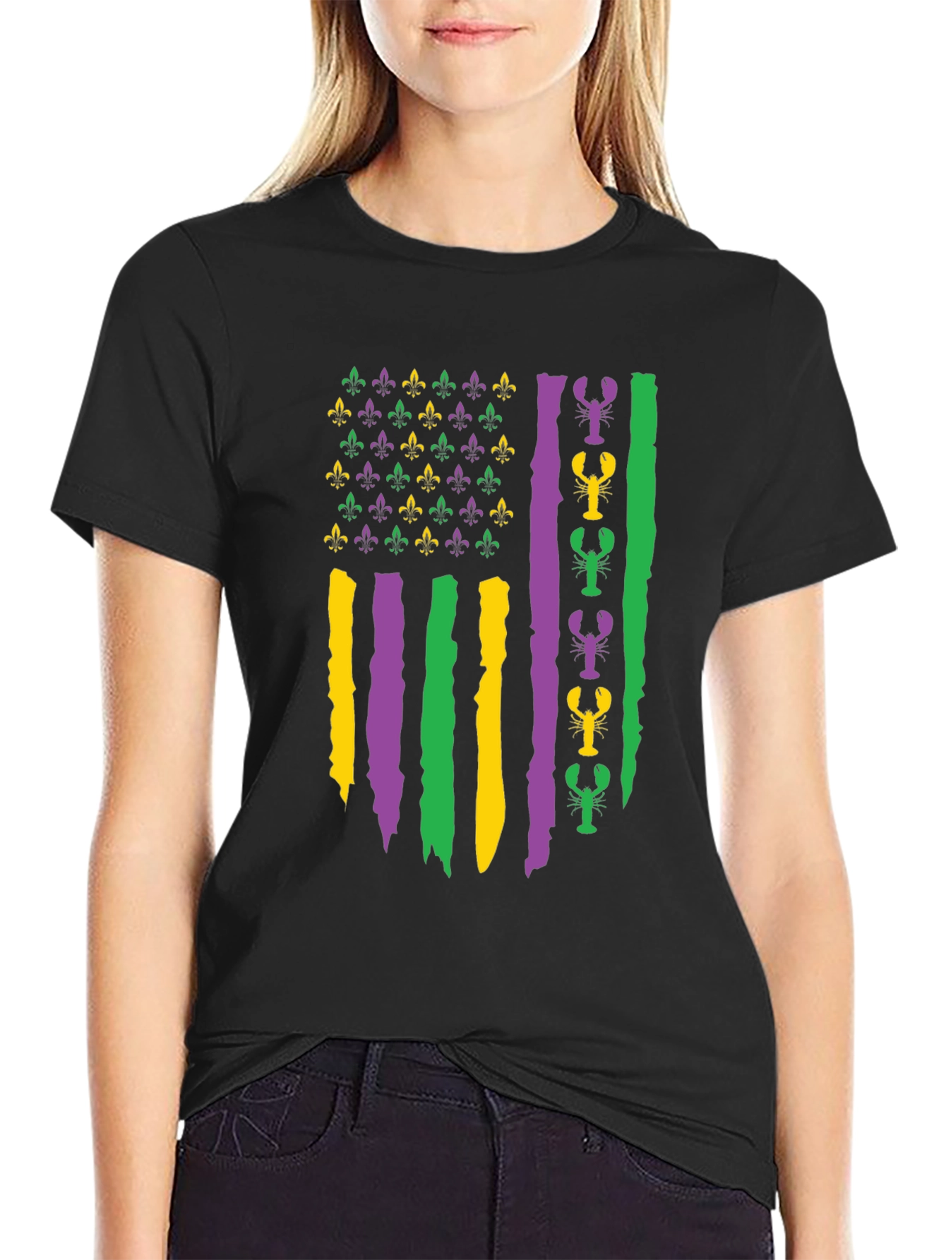 Mardi Gras Flag Lobster Graphic Tee