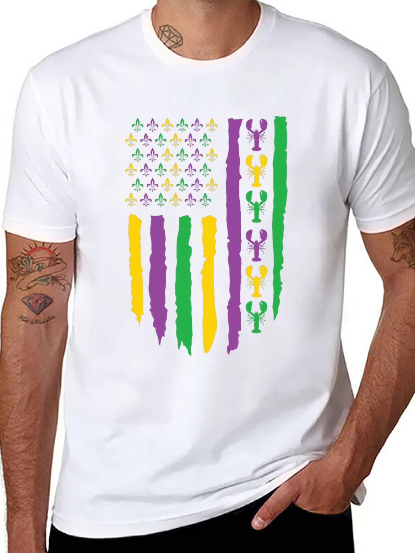 Mardi Gras Flag Lobster Graphic Tee