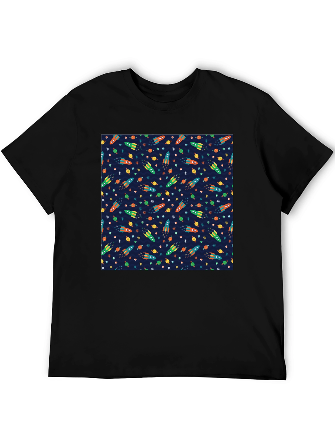 Space Rocket Pattern T-Shirt