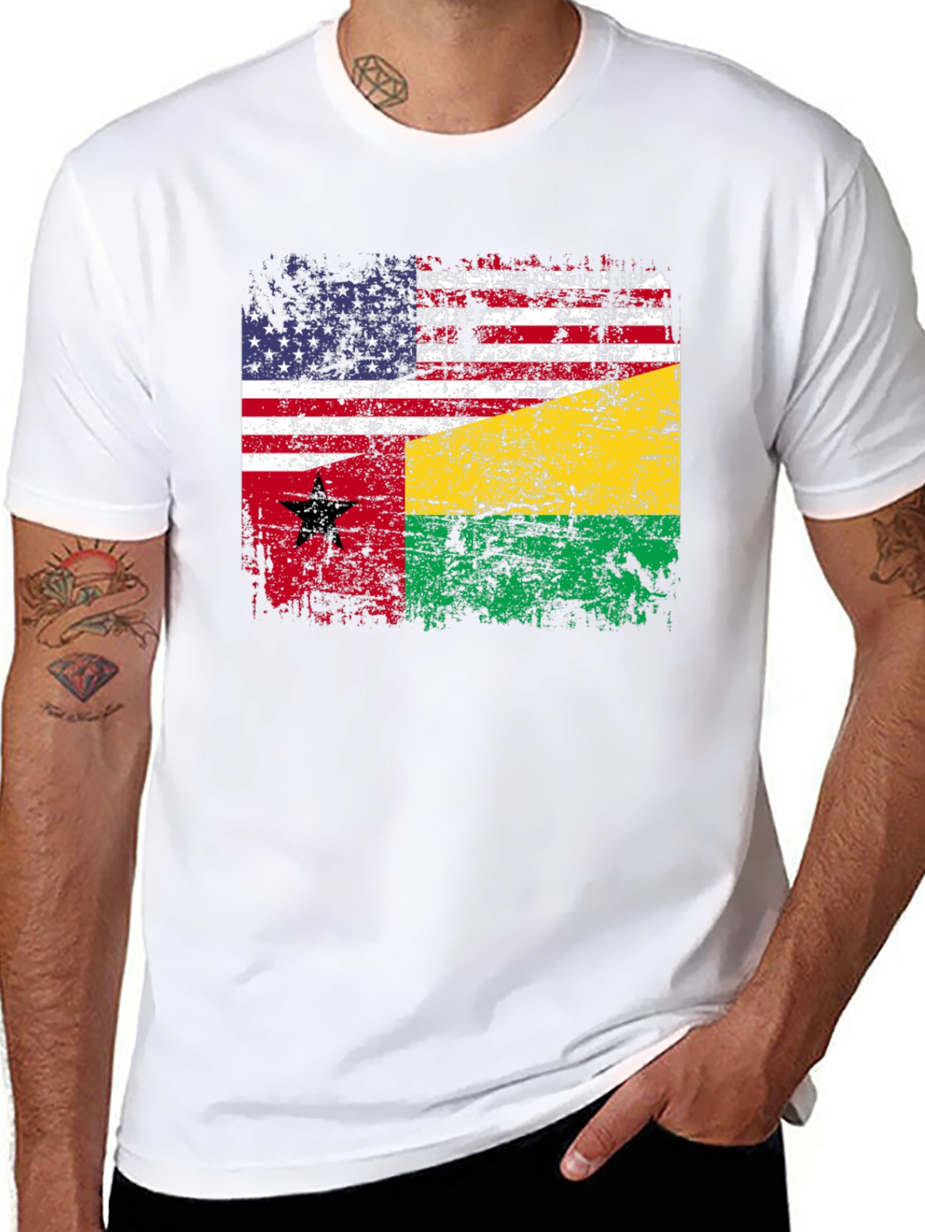 USA Guinea-Bissau Flag Graphic Tee
