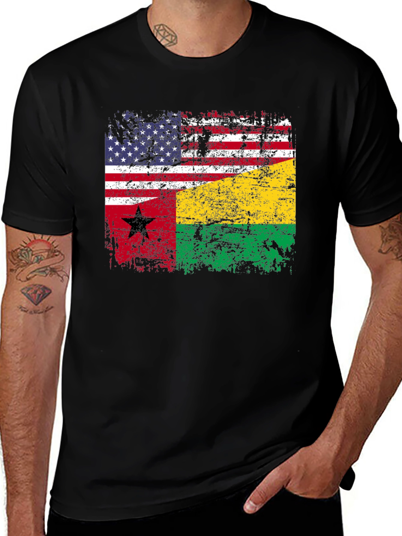 USA Guinea-Bissau Flag Graphic Tee