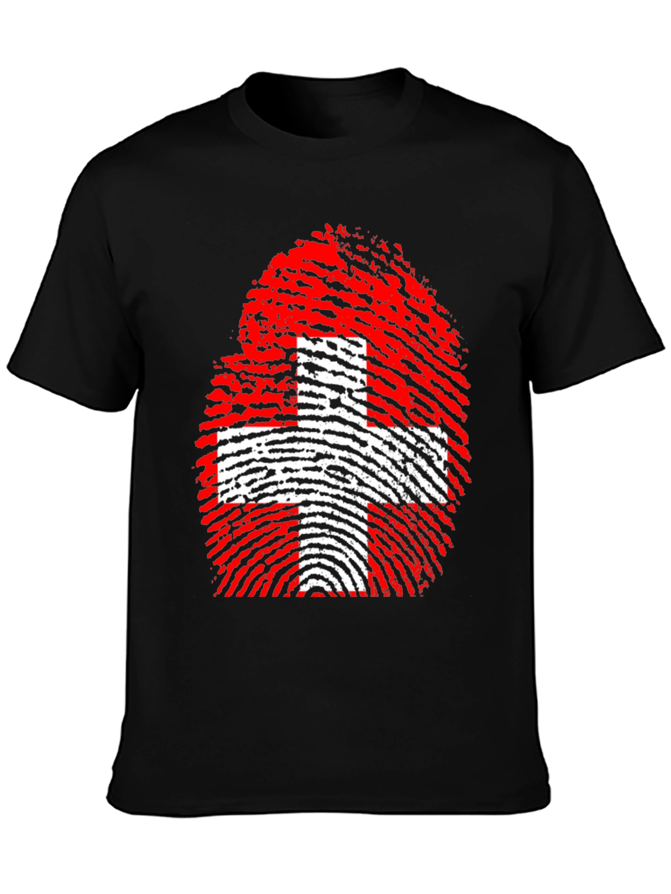 Swiss Flag Fingerprint Graphic T-Shirt