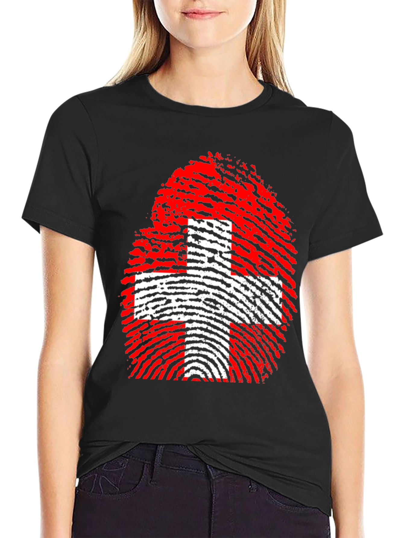 Swiss Flag Fingerprint Graphic T-Shirt