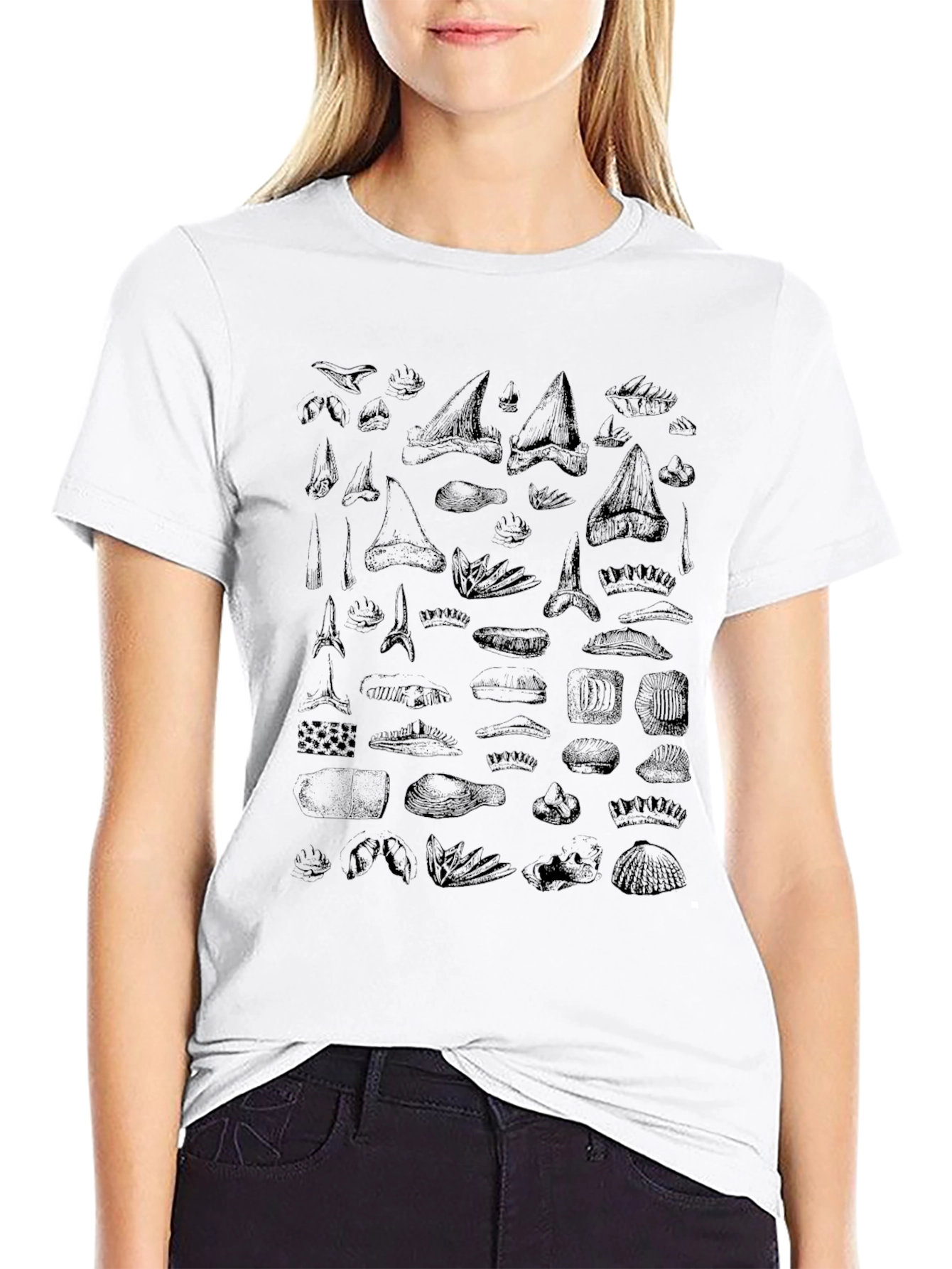 Shark Tooth Print Black T-Shirt