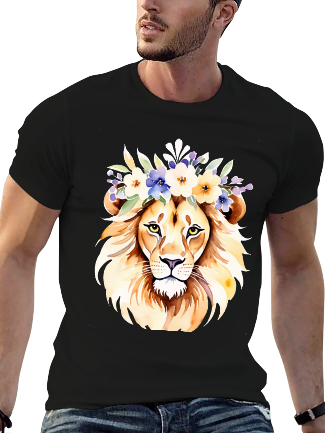 Floral Crown Lion Graphic Tee - Unisex