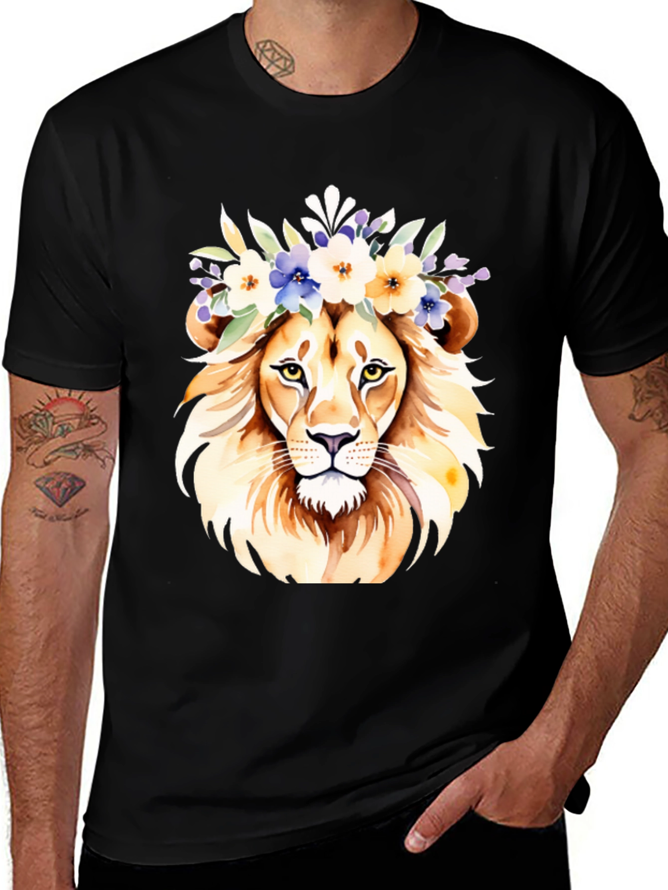 Floral Crown Lion Graphic Tee - Unisex