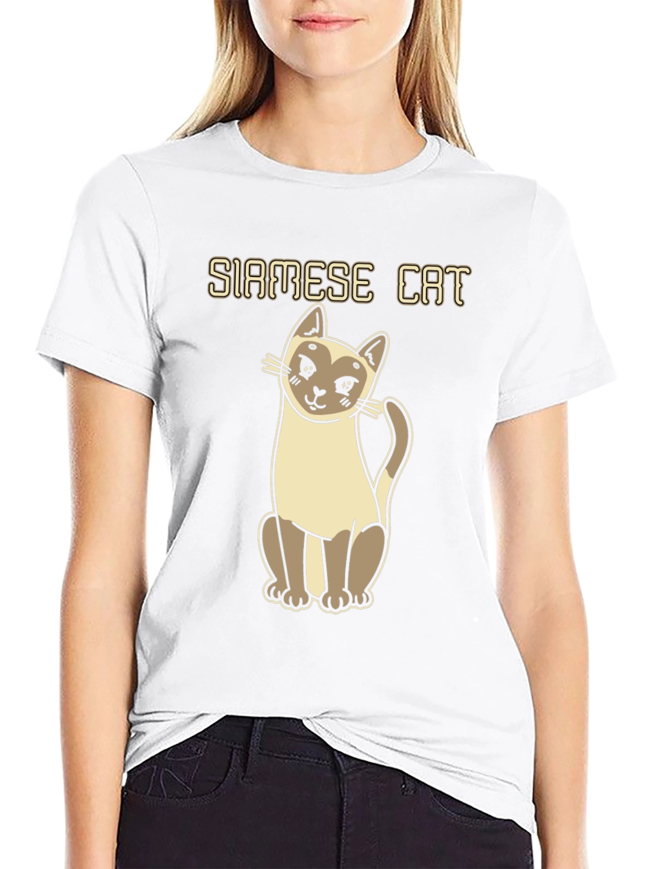 Siamese Cat Graphic Tee - Cute Cartoon Design