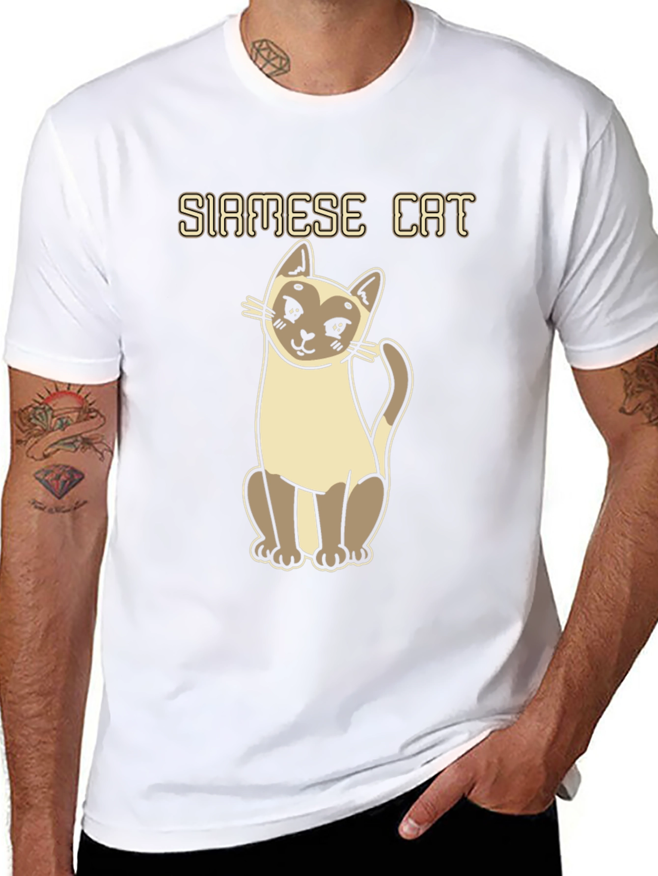 Siamese Cat Graphic Tee - Cute Cartoon Design