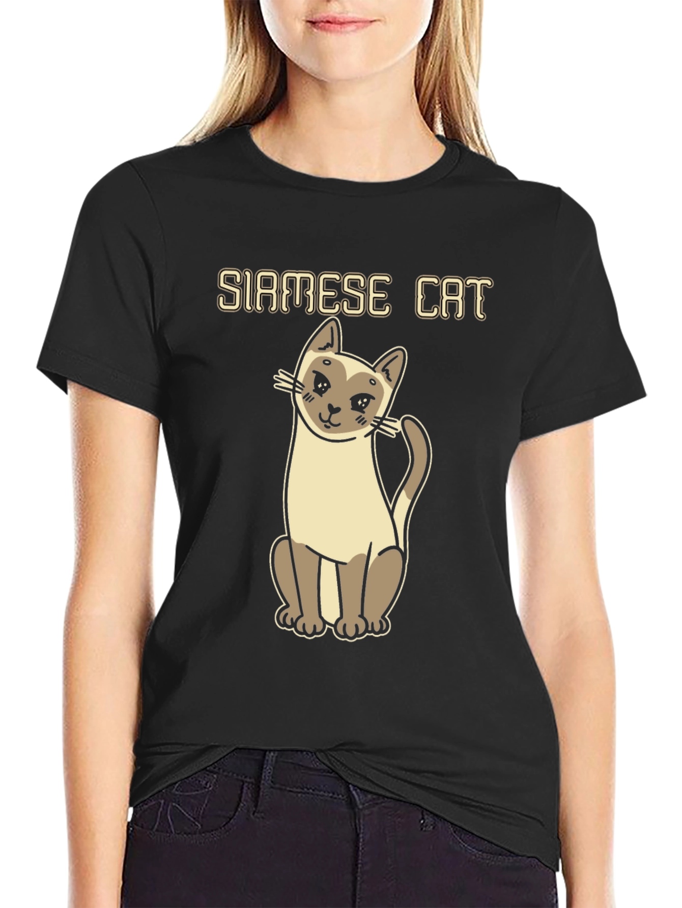 Siamese Cat Graphic Tee - Cute Cartoon Design