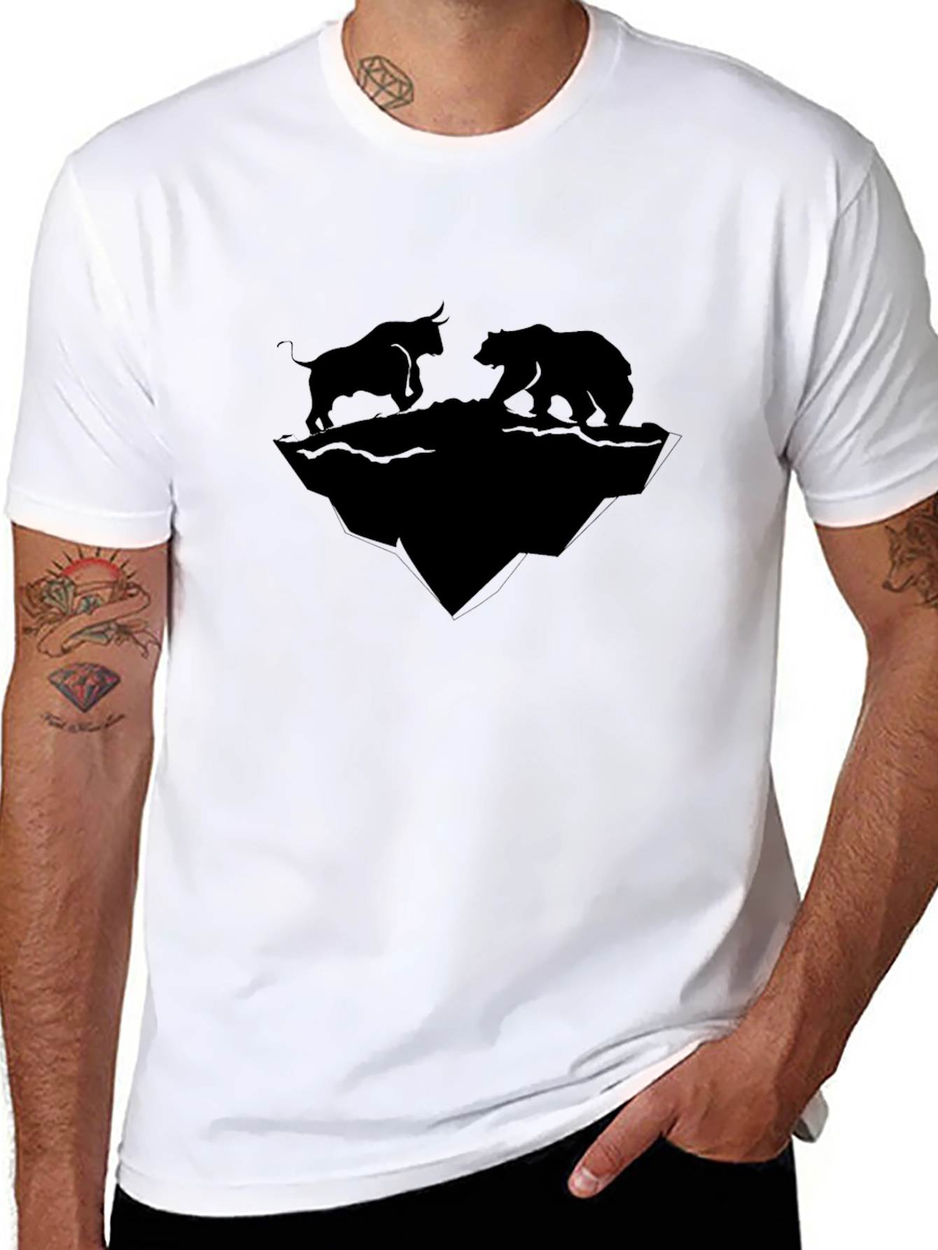 Bull vs Bear Graphic Tee - Black