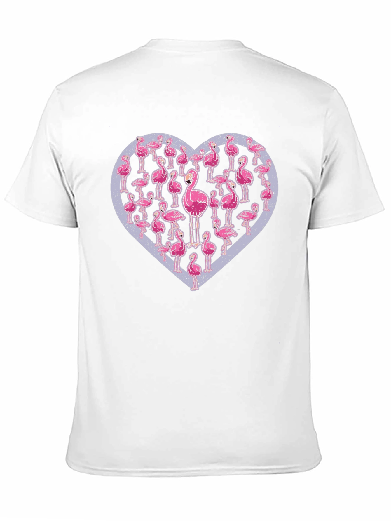 Flamingo Heart Graphic Tee - Casual Black T-Shirt