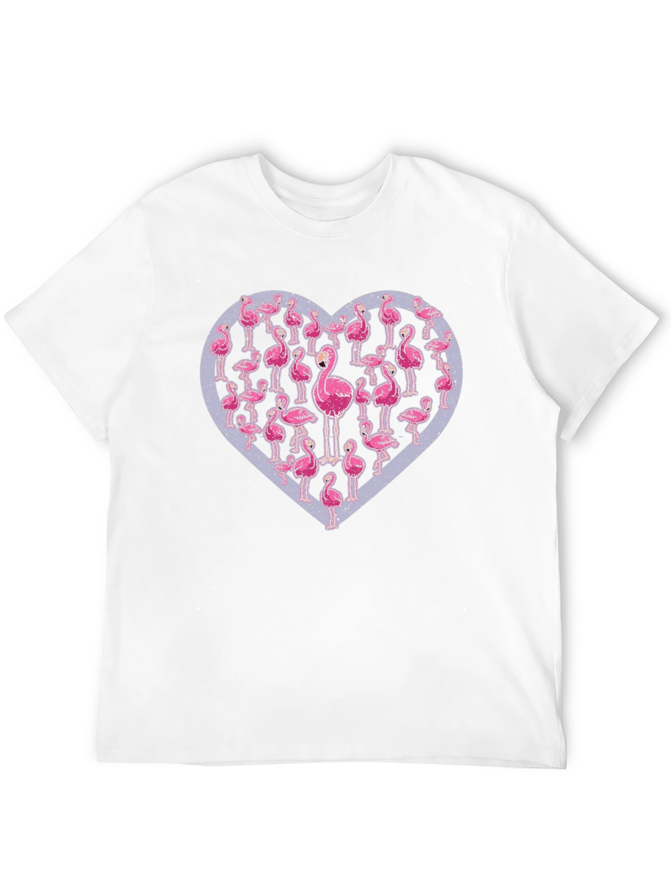 Flamingo Heart Graphic Tee - Casual Black T-Shirt