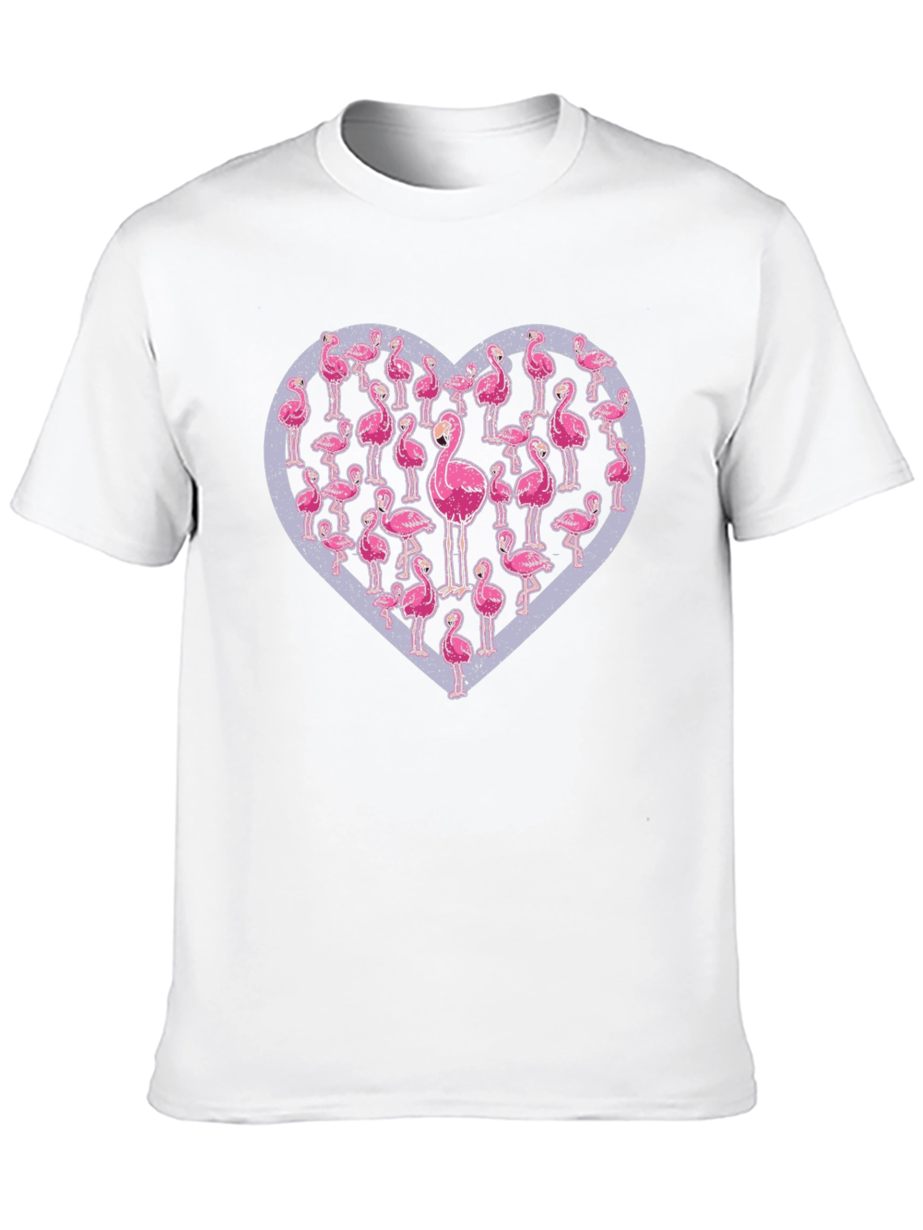 Flamingo Heart Graphic Tee - Casual Black T-Shirt