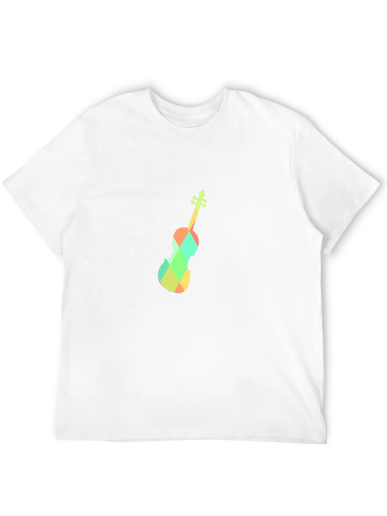 Geometric Violin Graphic Tee - Black Cotton Blend