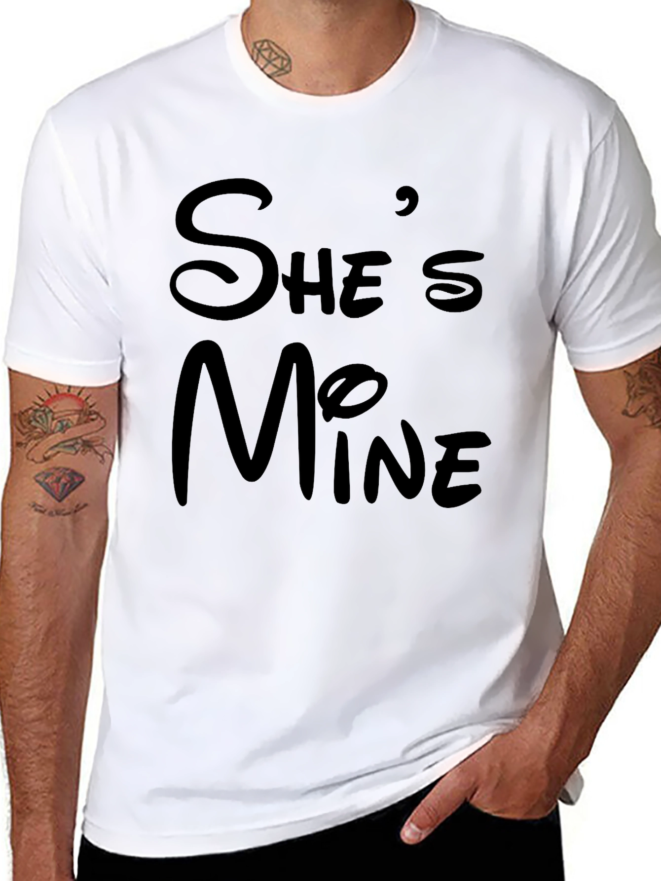 Shes Mine Black T-Shirt - Couples Matching Tee