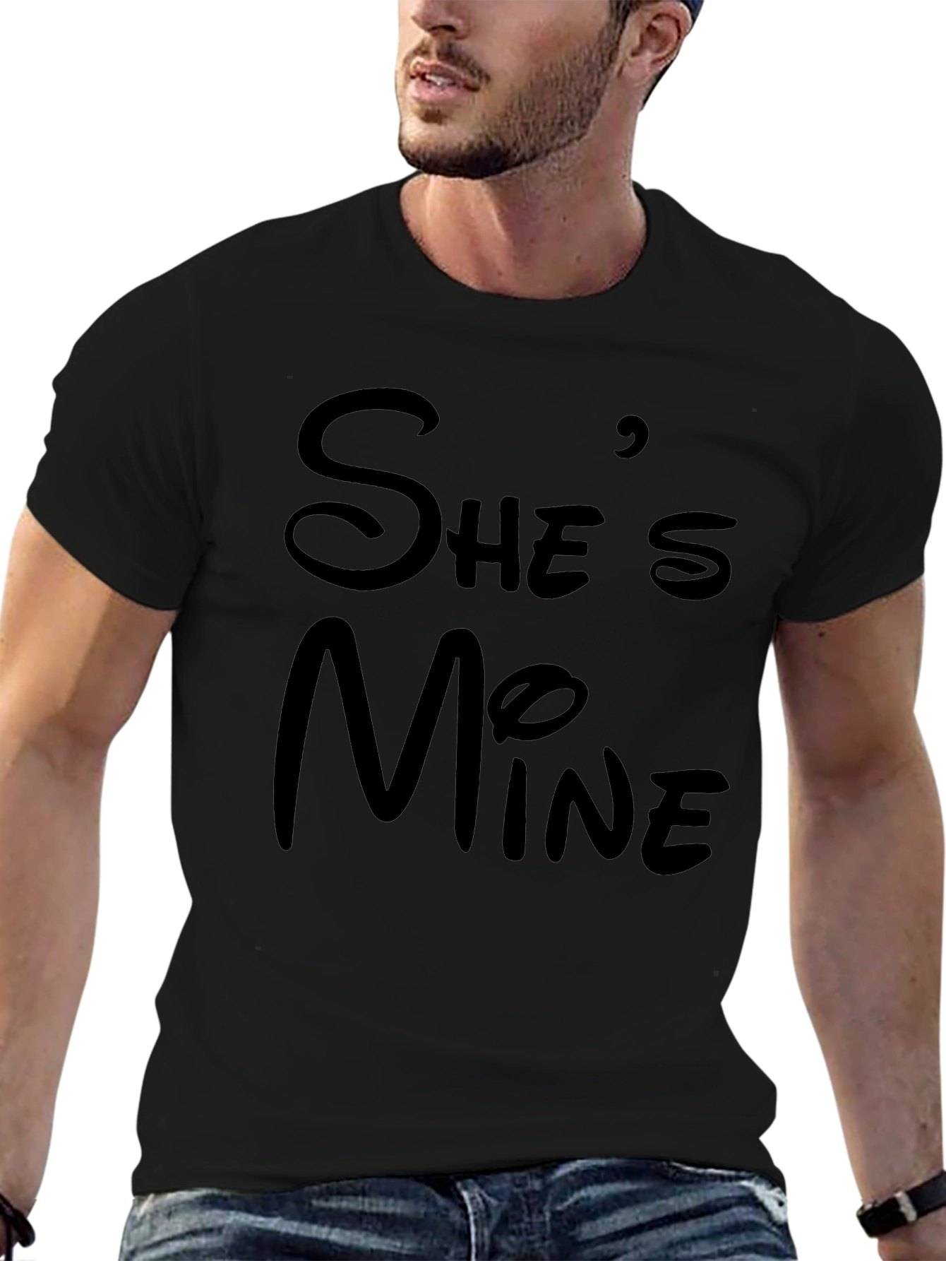 Shes Mine Black T-Shirt - Couples Matching Tee