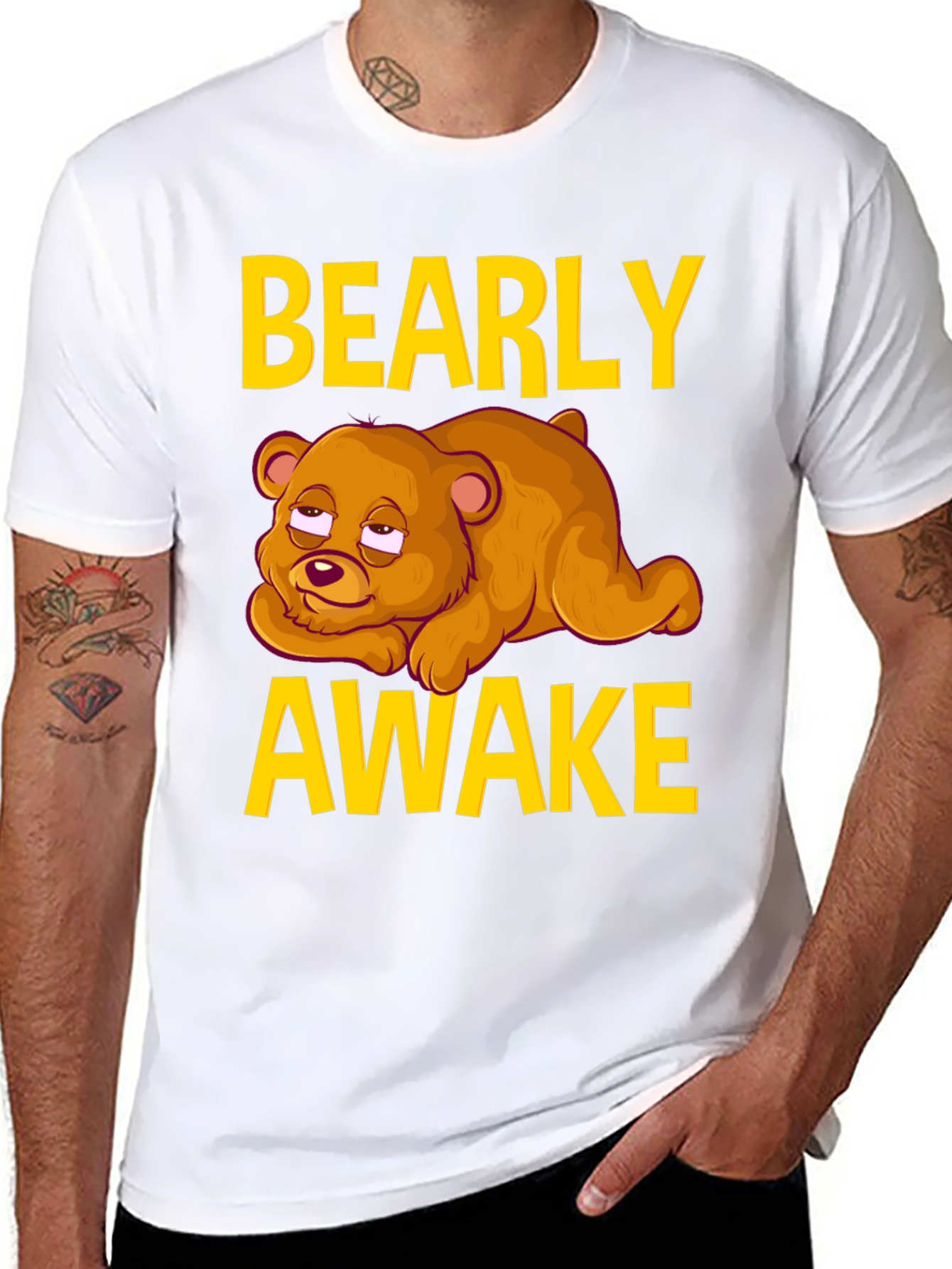 Bearly Awake Graphic Tee - Funny Sleepy Bear T-Shirt