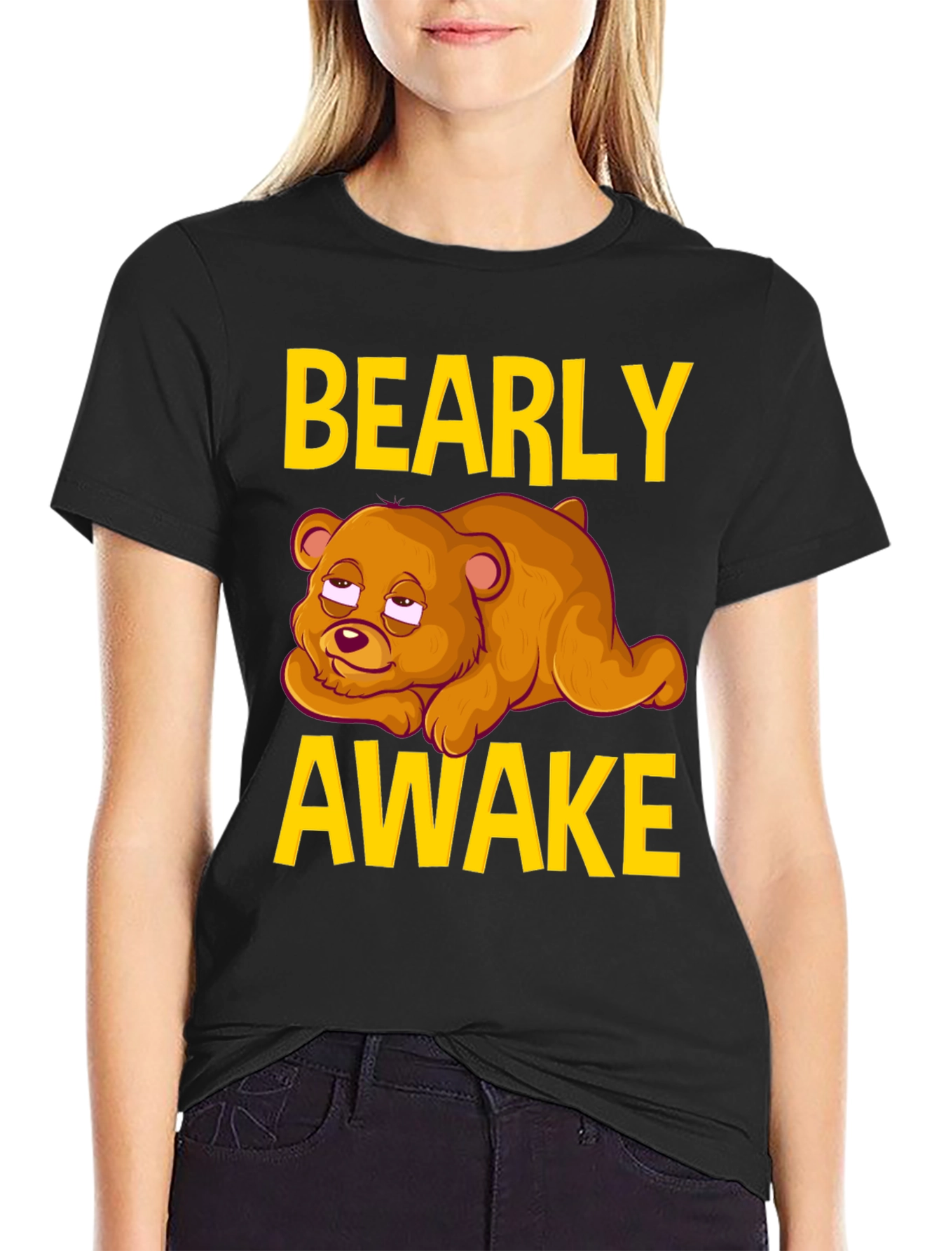 Bearly Awake Graphic Tee - Funny Sleepy Bear T-Shirt