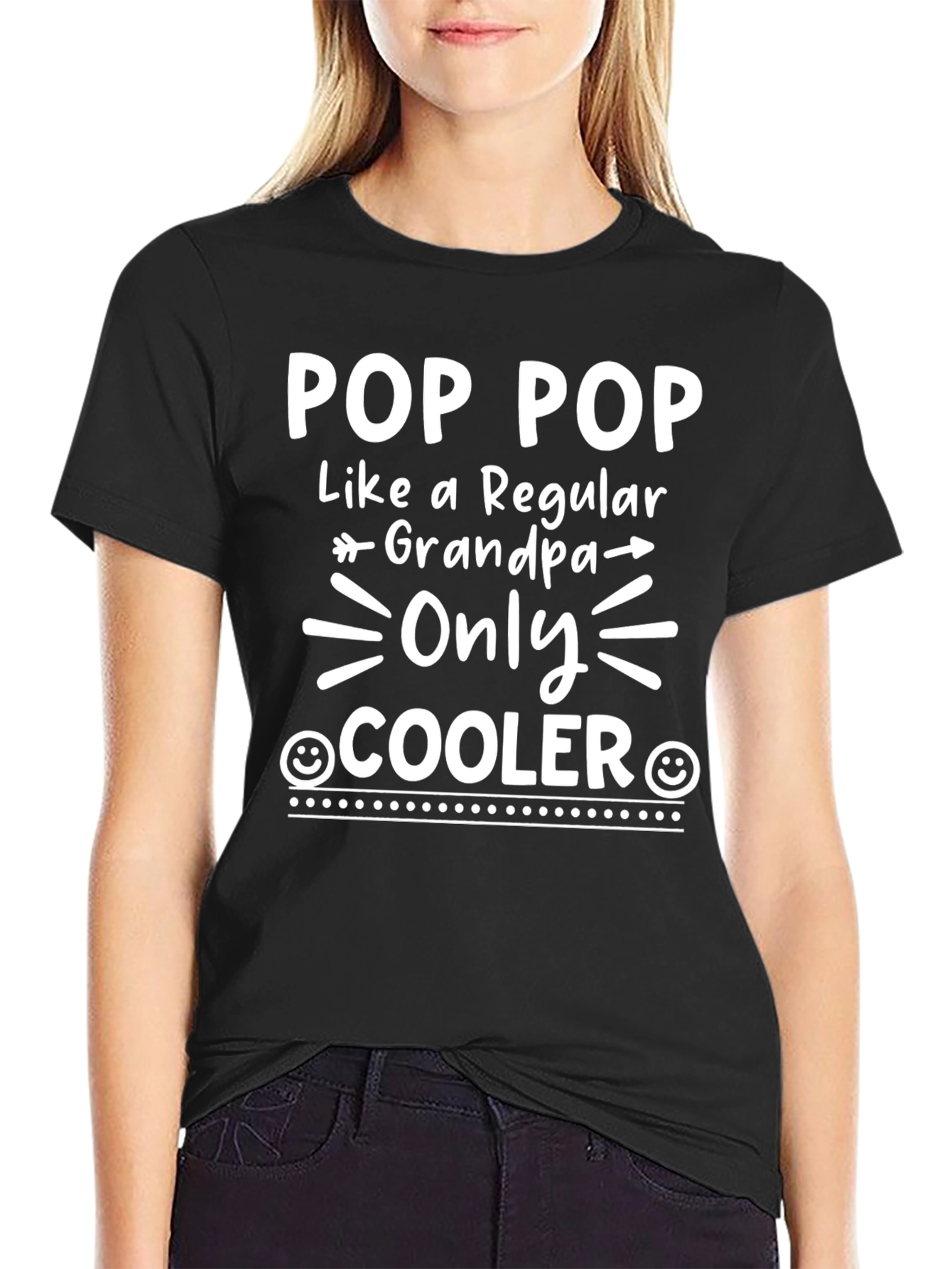 Pop Pop Cooler Grandpa Black Cotton T-Shirt