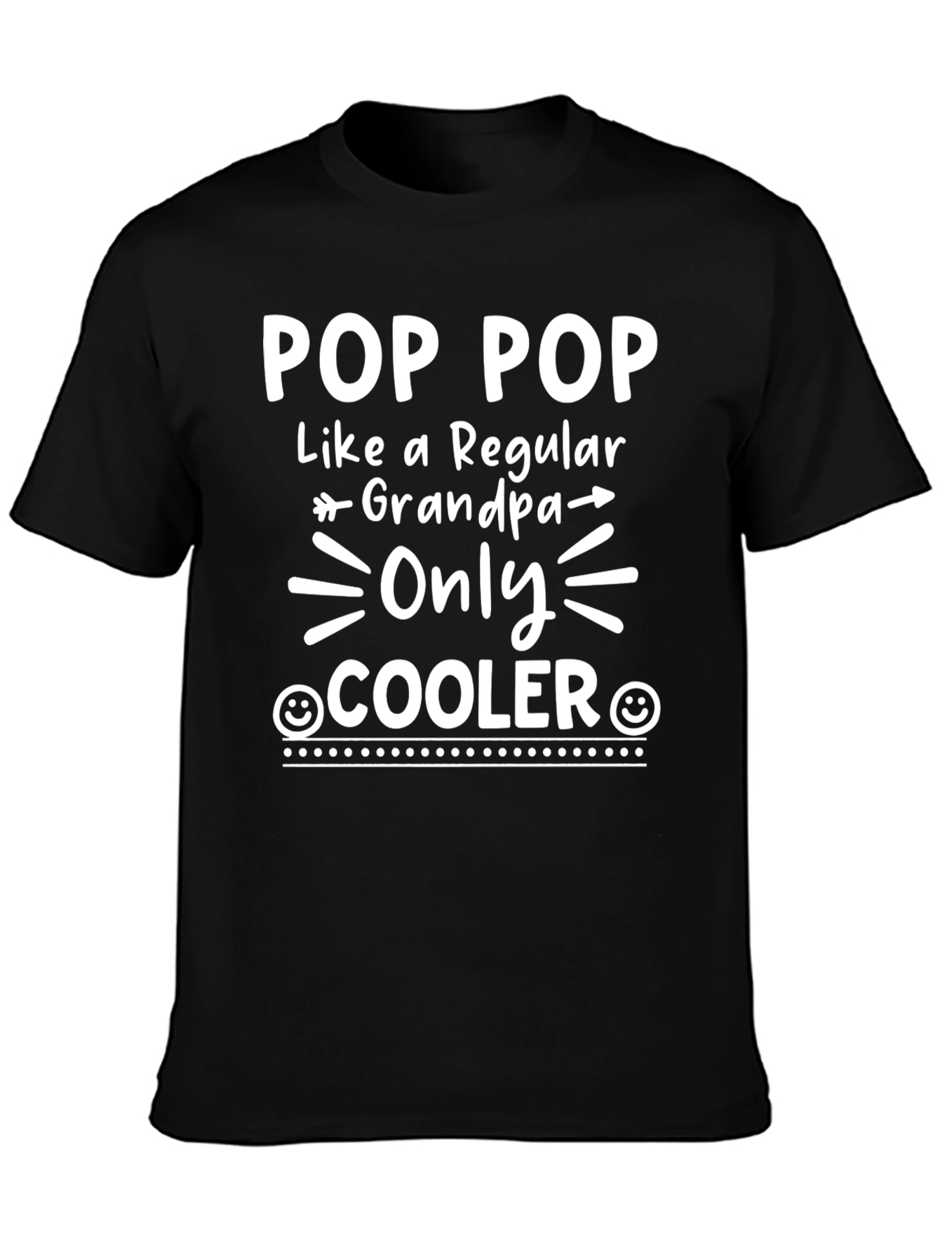 Pop Pop Cooler Grandpa Black Cotton T-Shirt